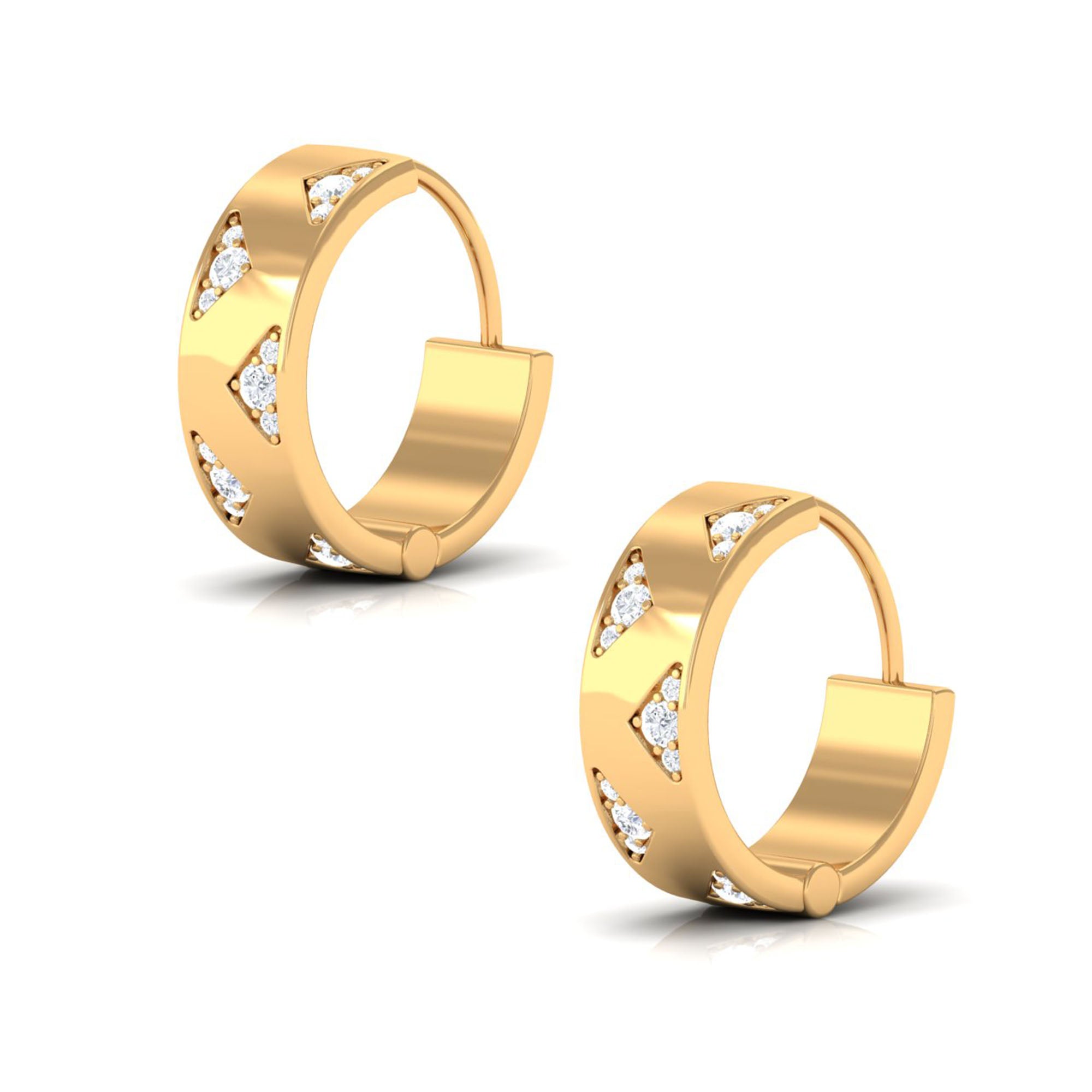 Rosec Jewels-Small Gold Hoop Earrings with Diamond Accents