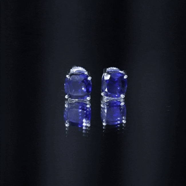 5.5 Carat Lab Grown Blue Sapphire Solitaire Stud Earring With Certificate AAAA - Rosec Jewels
