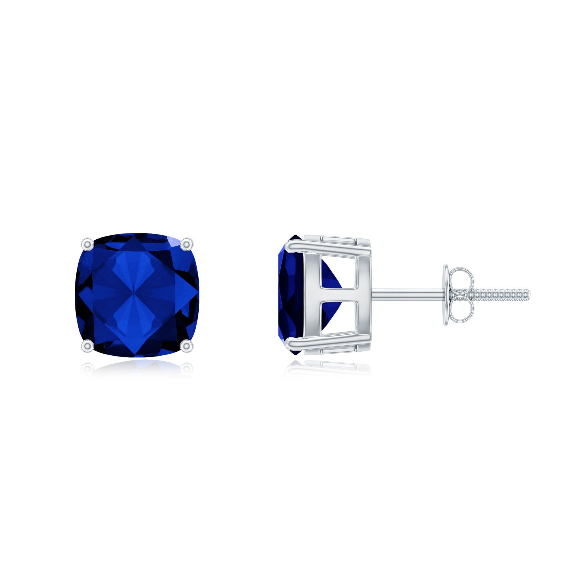 3 CT Lab Grown Blue Sapphire Solitaire Stud Earring With Certificate AAAA - Rosec Jewels