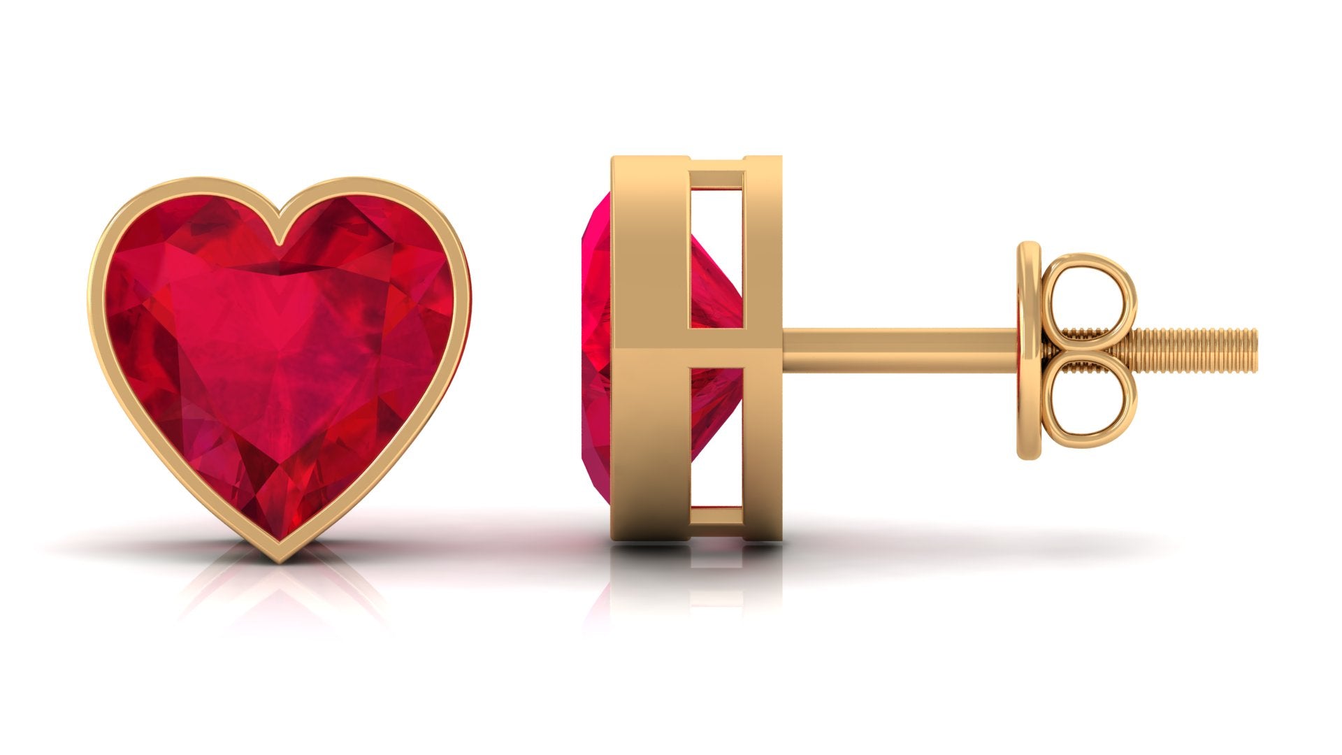 4 Carat Heart Shape Lab Grown Ruby Stud Earrings for Women AAAA - Rosec Jewels