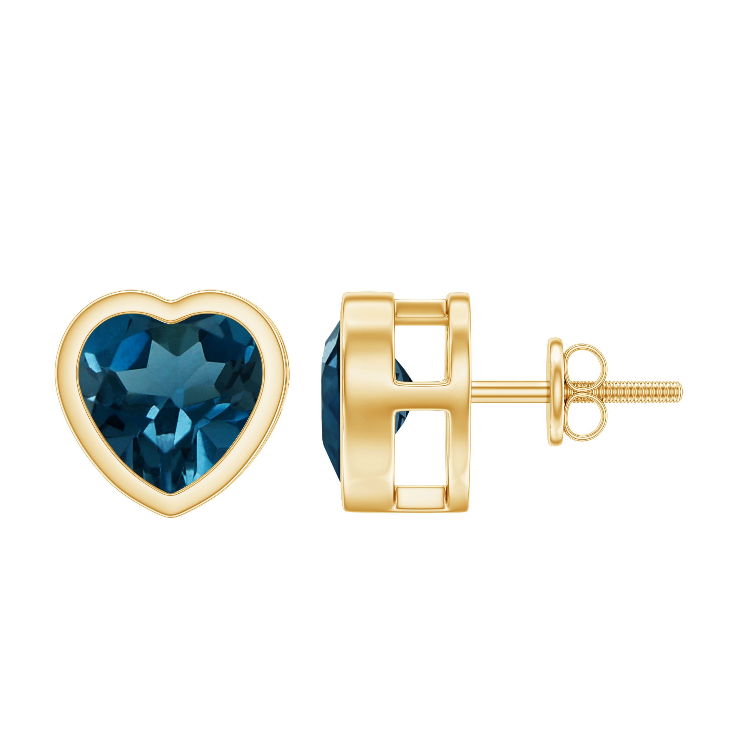 3 CT London Blue Topaz Heart Stud Earrings for Women AAA - Rosec Jewels