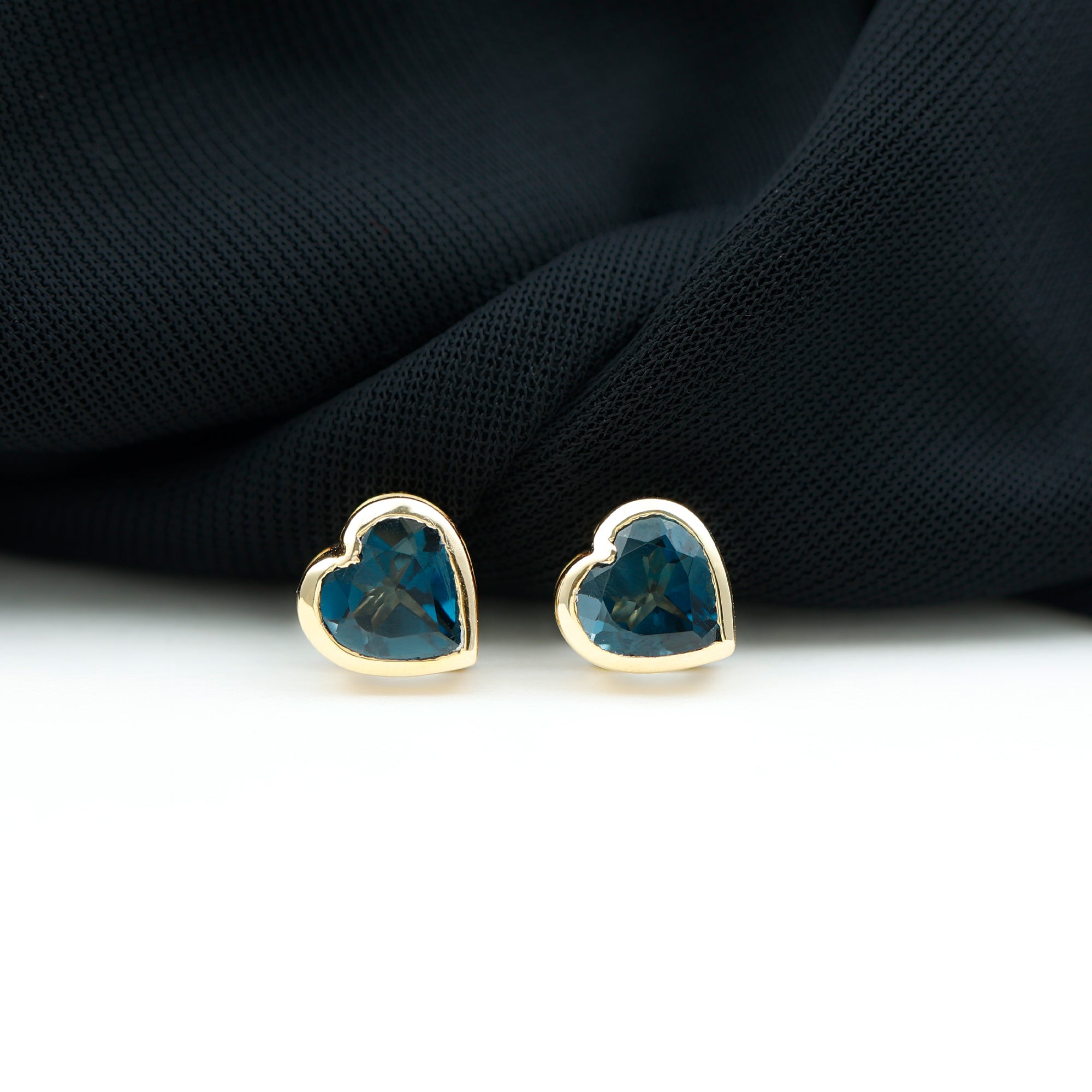 3 CT London Blue Topaz Heart Stud Earrings for Women AAA - Rosec Jewels