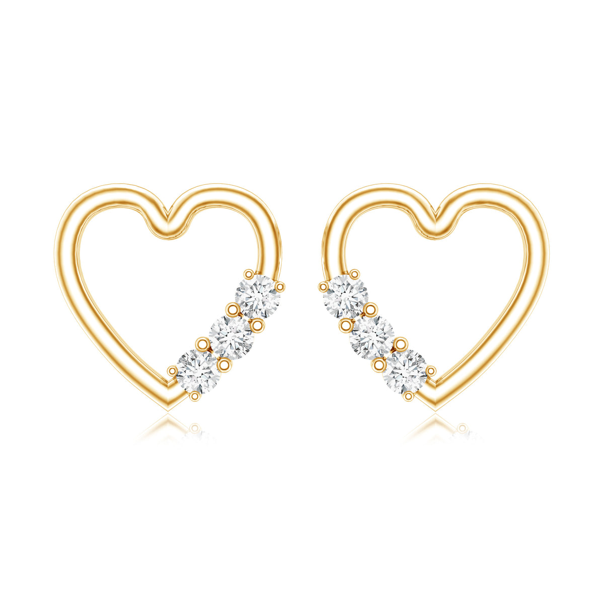 Diamond Heart Shape Stud Earring for Women Natural - ( HI-SI ) - Rosec Jewels