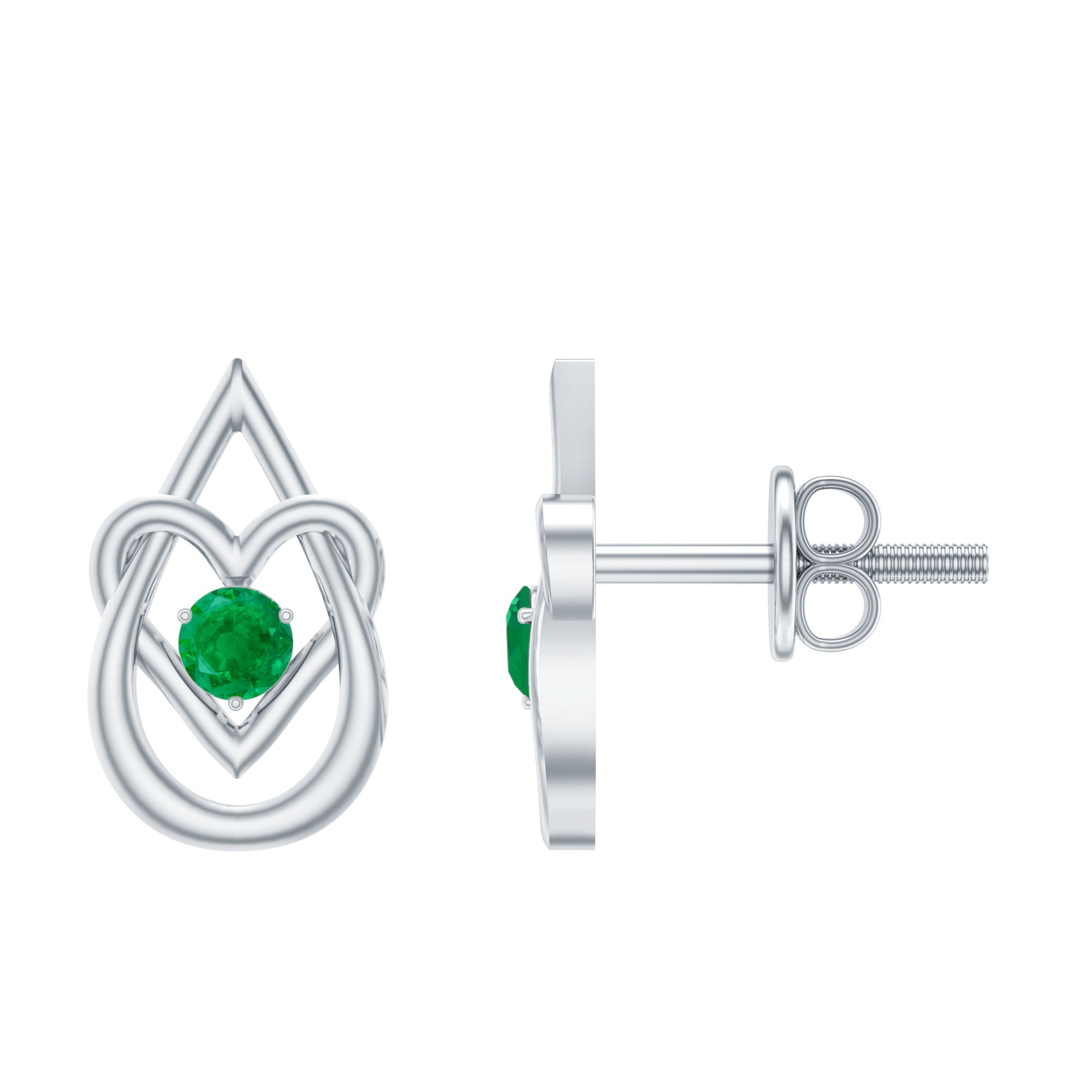 Real Emerald Teardrop and Heart Stud Earrings AAA - Rosec Jewels