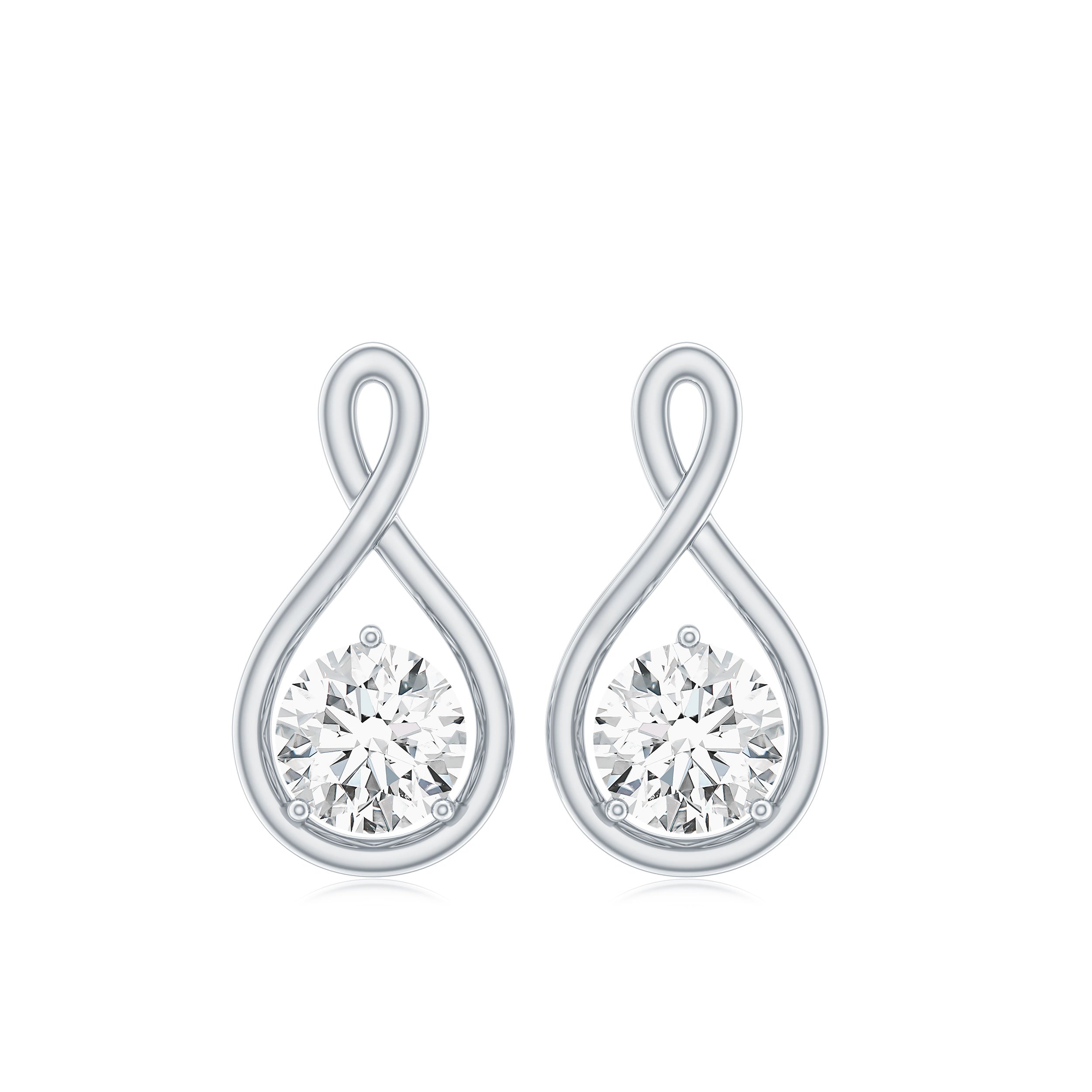 0.6 CT Round Cut Moissanite Infinity Stud Earrings D-VS1 - Rosec Jewels