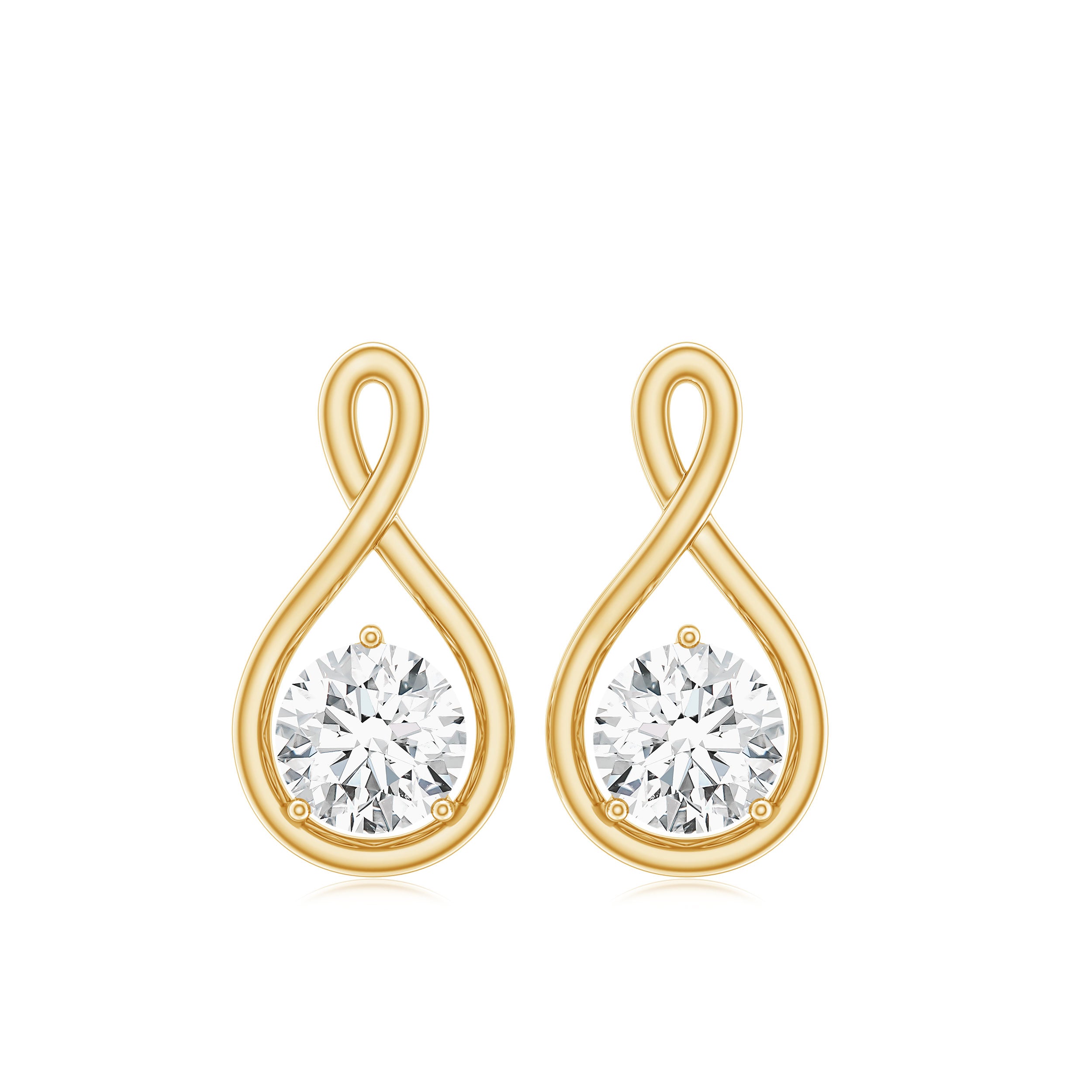 0.6 CT Round Cut Moissanite Infinity Stud Earrings D-VS1 - Rosec Jewels