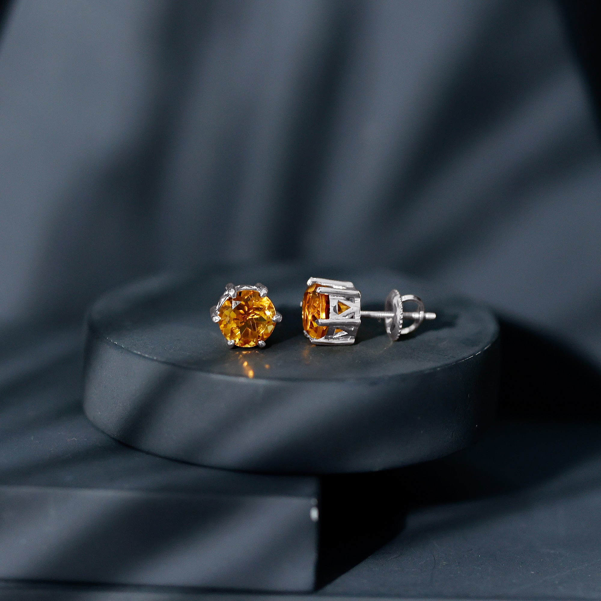 2.4 Carat Claw Set Citrine Solitaire Stud Earrings AAA - Rosec Jewels