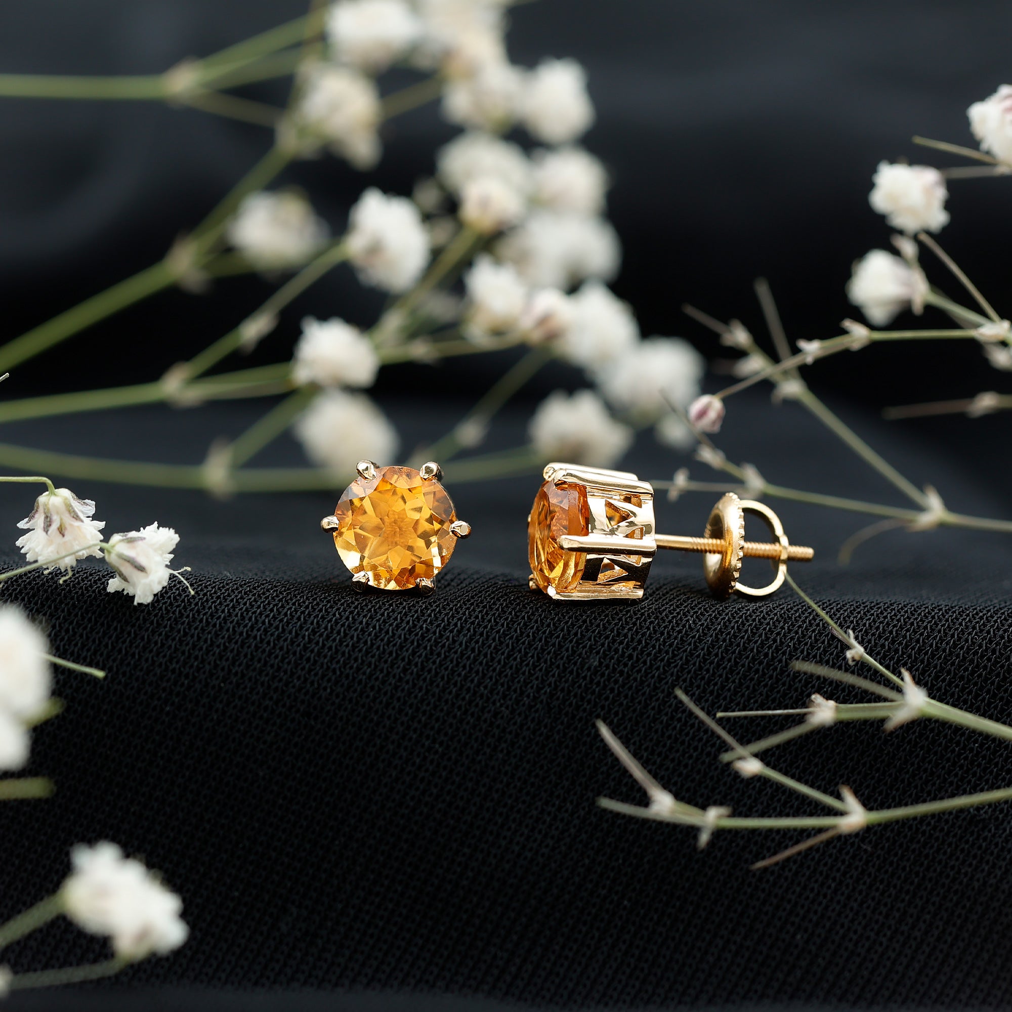 2.4 Carat Claw Set Citrine Solitaire Stud Earrings AAA - Rosec Jewels