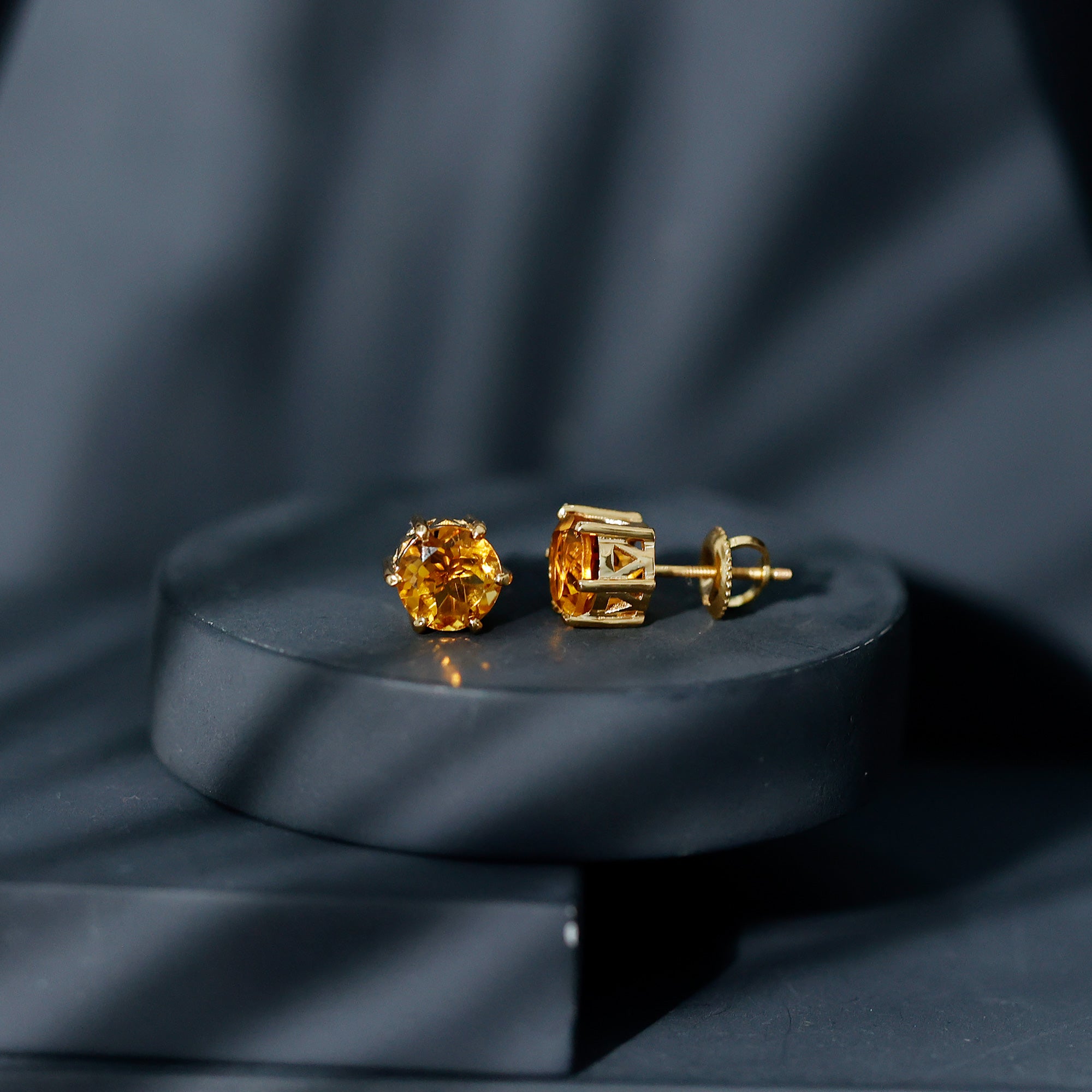 2.4 Carat Claw Set Citrine Solitaire Stud Earrings AAA - Rosec Jewels