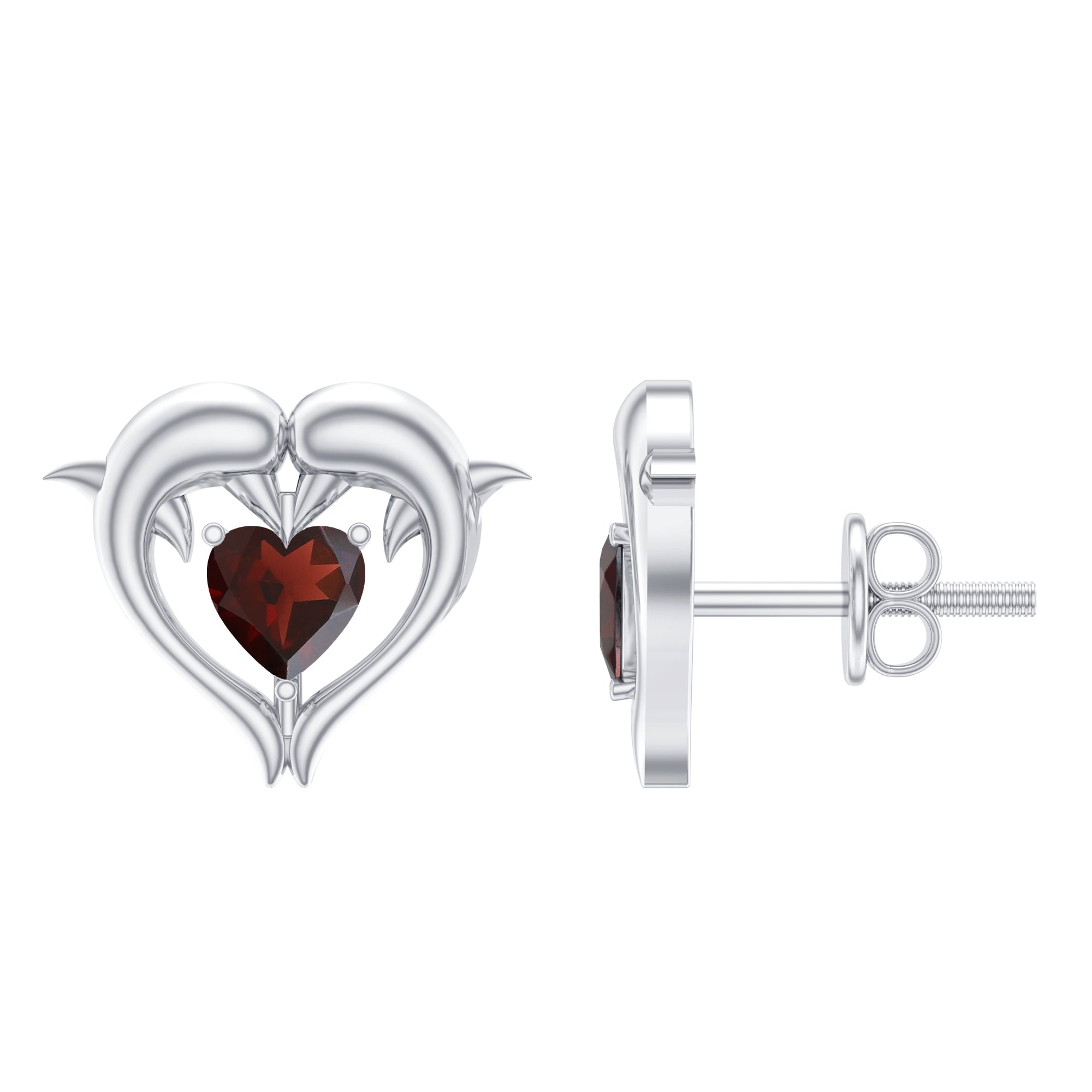 Animal Inspired Certified Garnet Heart Stud Earrings
