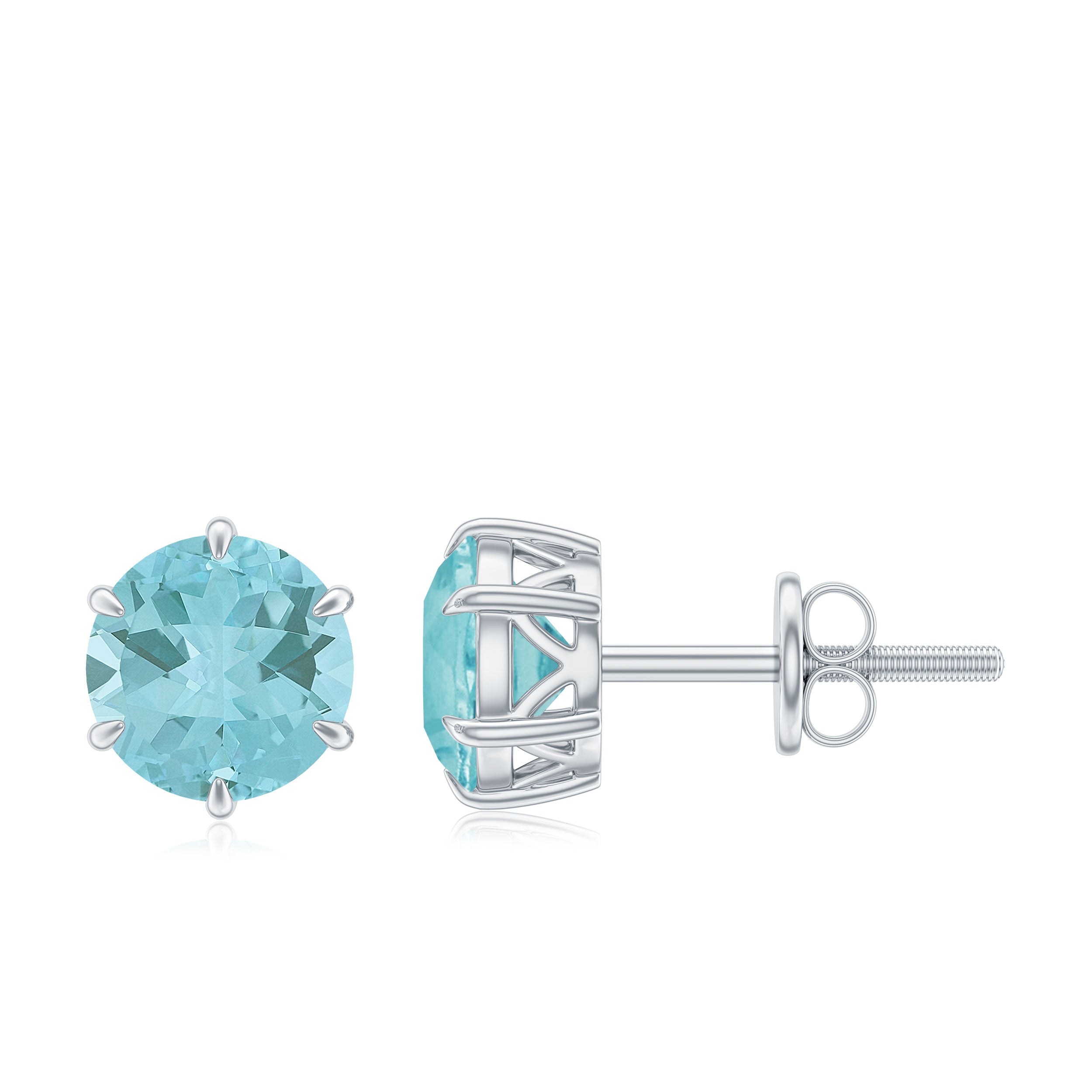 2.25 CT Sky Blue Topaz Solitaire Stud Earrings