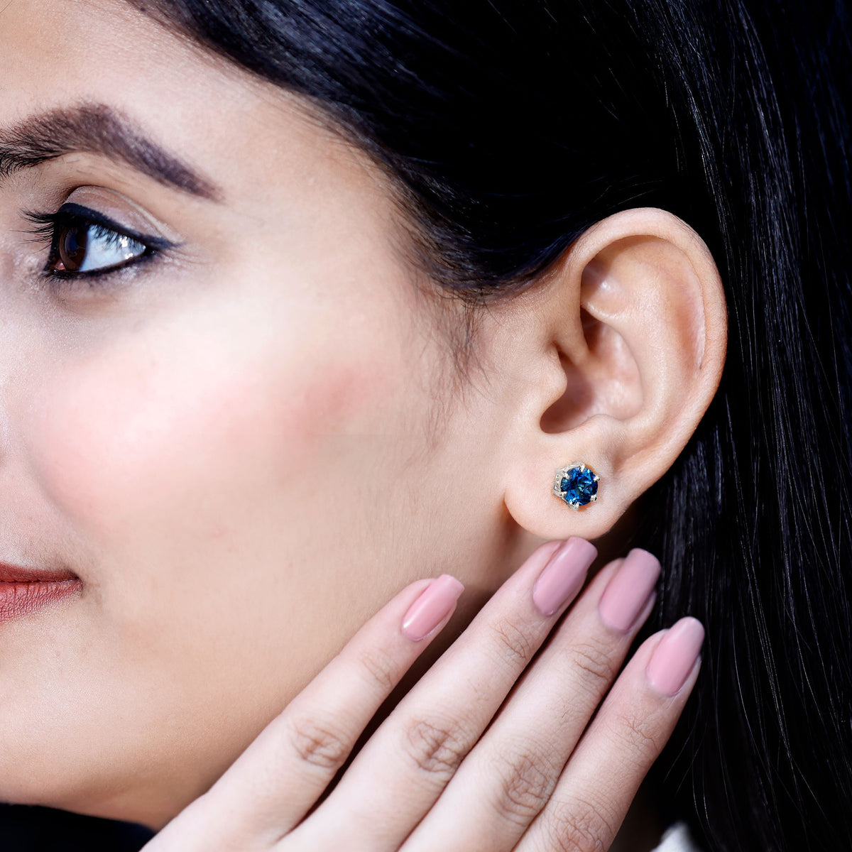 2.7 Carat London Blue Topaz Solitaire Stud Earrings AAA - Rosec Jewels