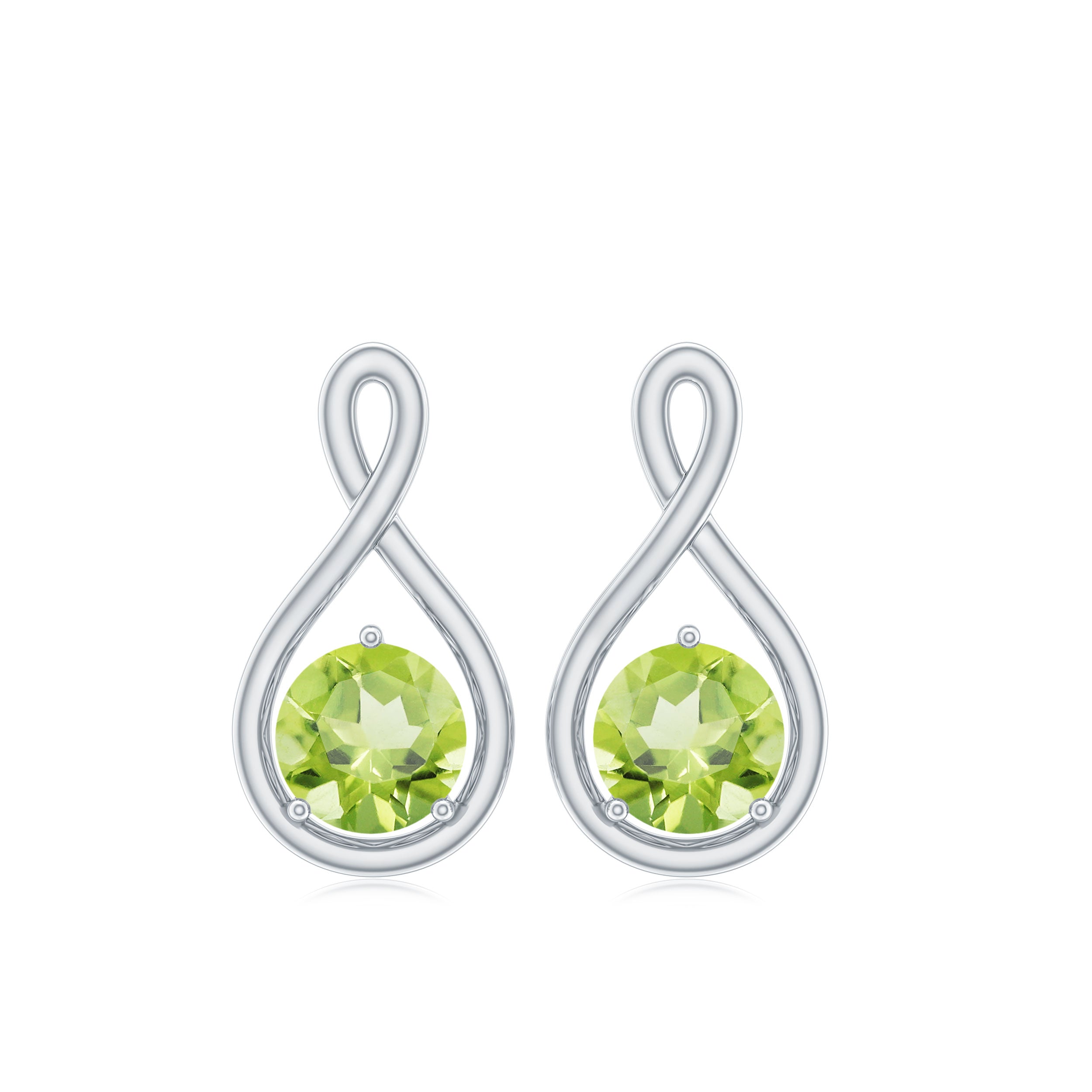 1 Carat Solitaire Peridot Infinity Stud Earrings AAA - Rosec Jewels