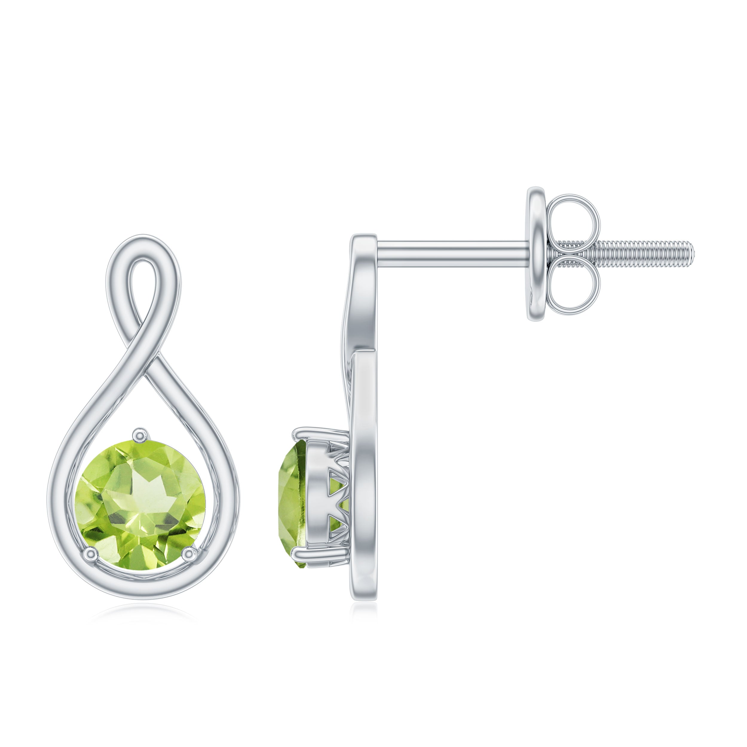 1 Carat Solitaire Peridot Infinity Stud Earrings AAA - Rosec Jewels
