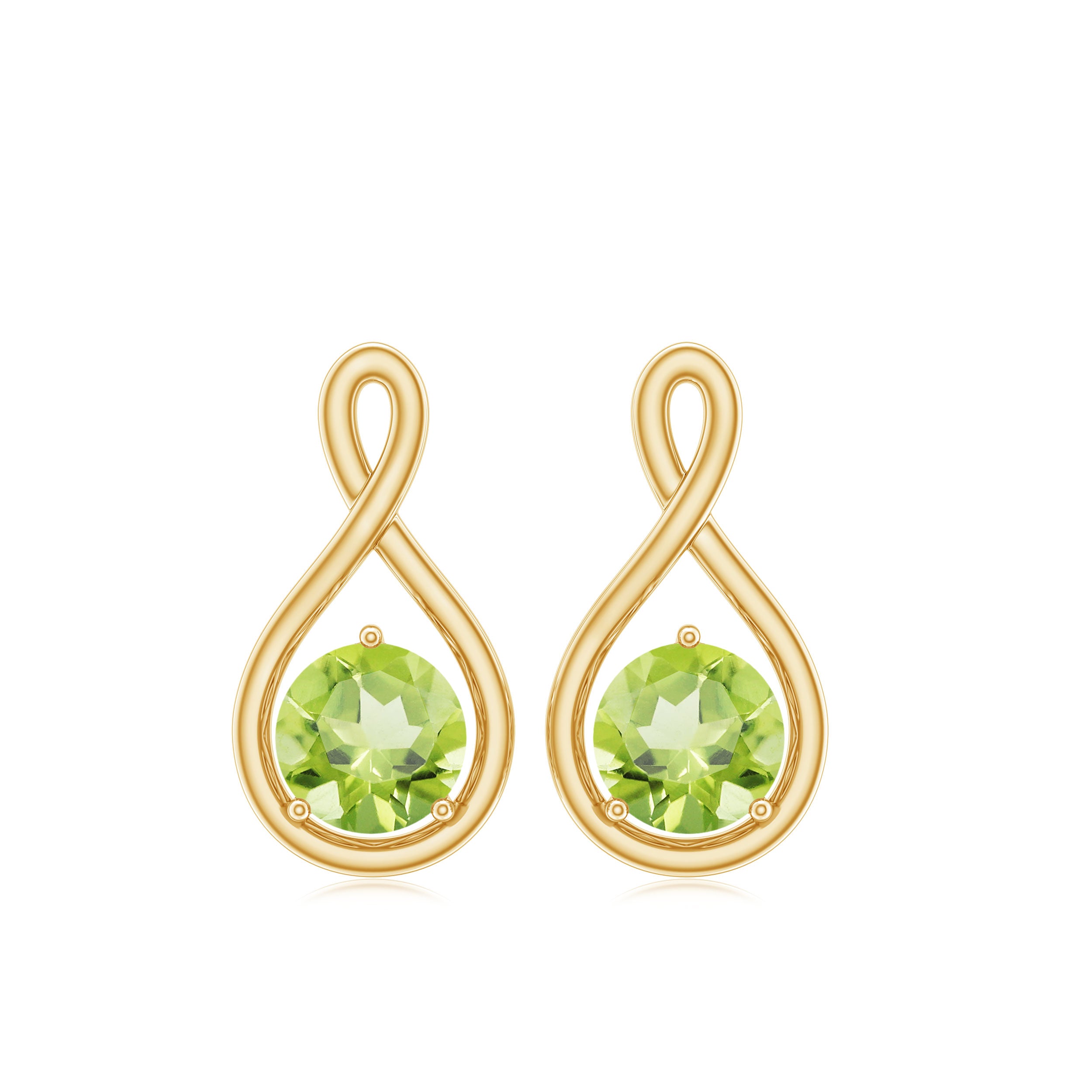 1 Carat Solitaire Peridot Infinity Stud Earrings AAA - Rosec Jewels
