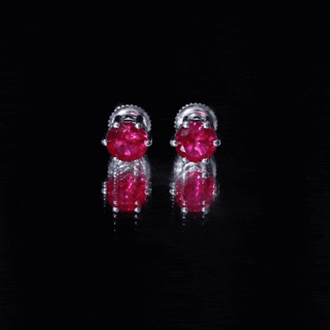 2.7 Carat Round Cut Solitaire Lab Created Ruby Stud Earrings AAAA - Rosec Jewels