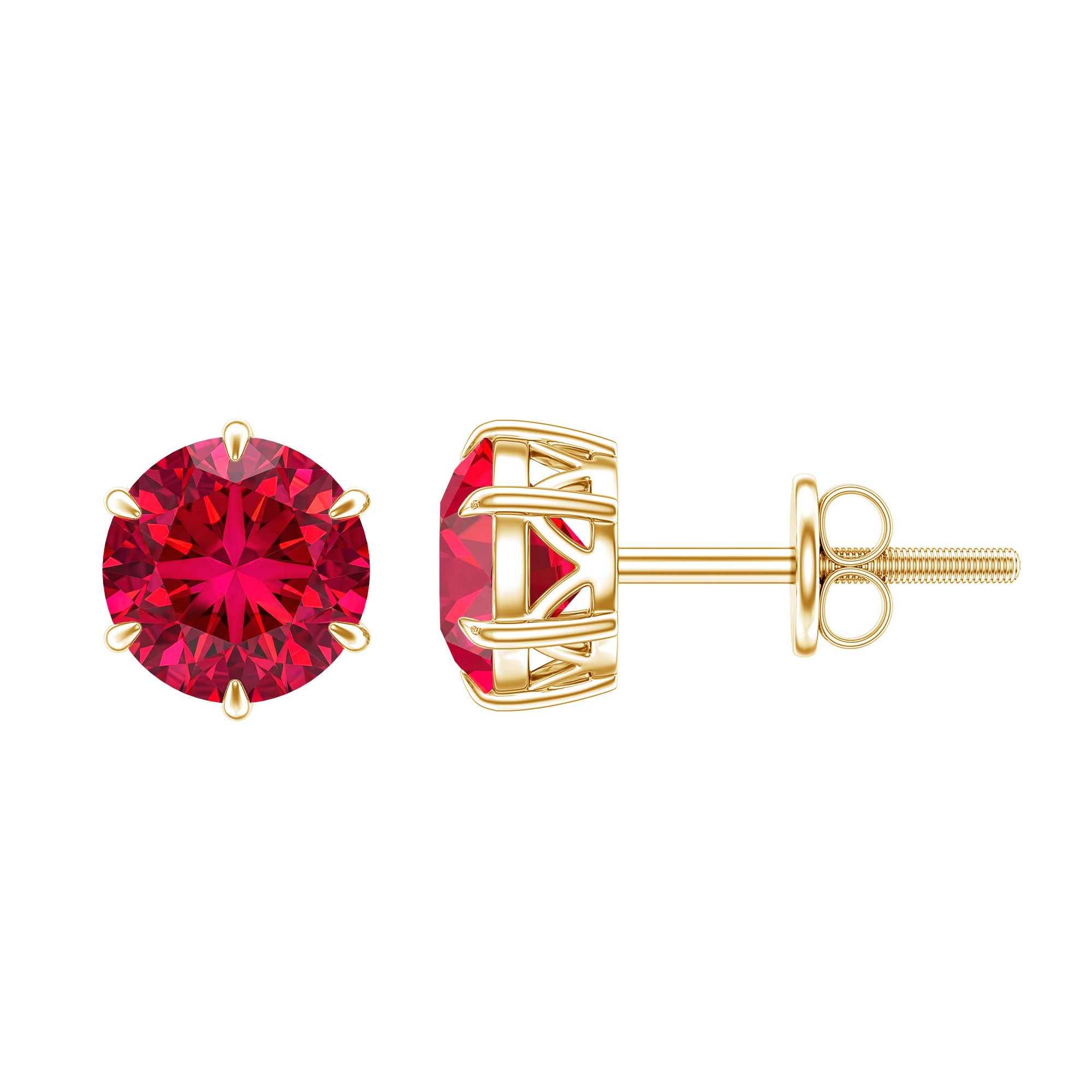 2.7 Carat Round Cut Solitaire Lab Created Ruby Stud Earrings AAAA - Rosec Jewels