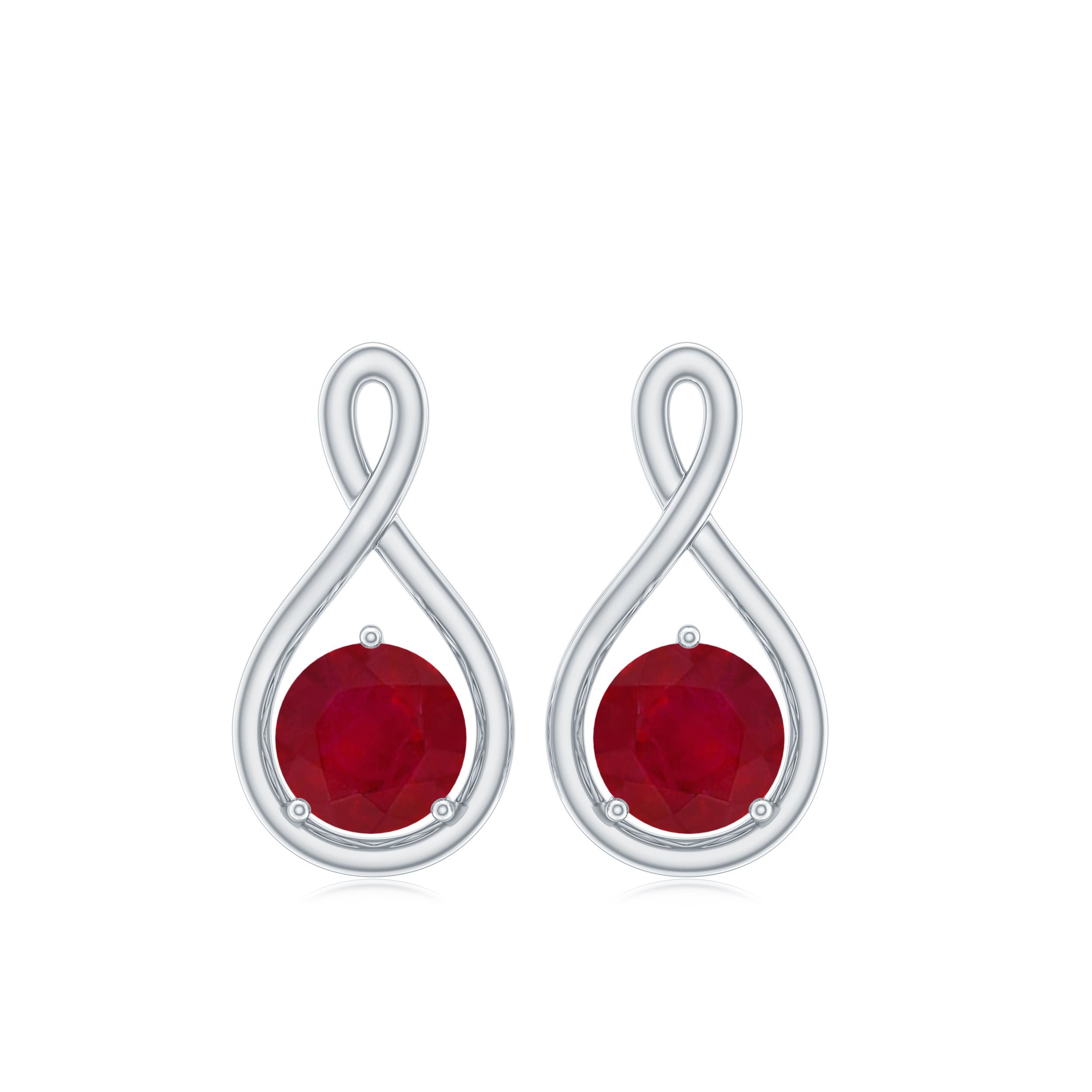 1/2 CT Solitaire Ruby Infinity Stud Earrings AAA - Rosec Jewels
