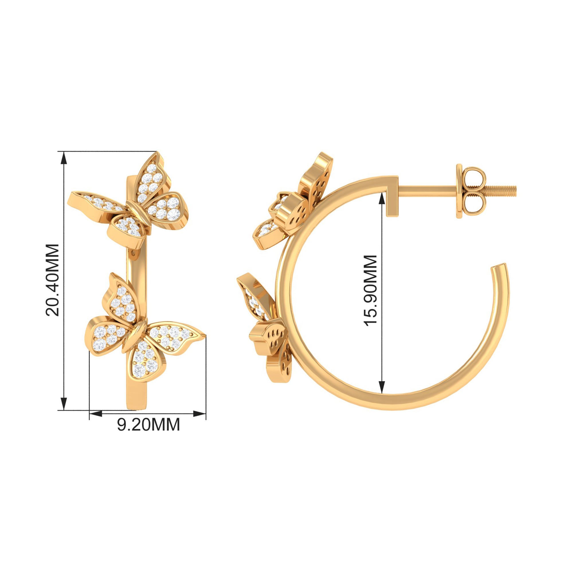 Rosec Jewels-Butterfly Inspired Diamond Half Hoop Earrings