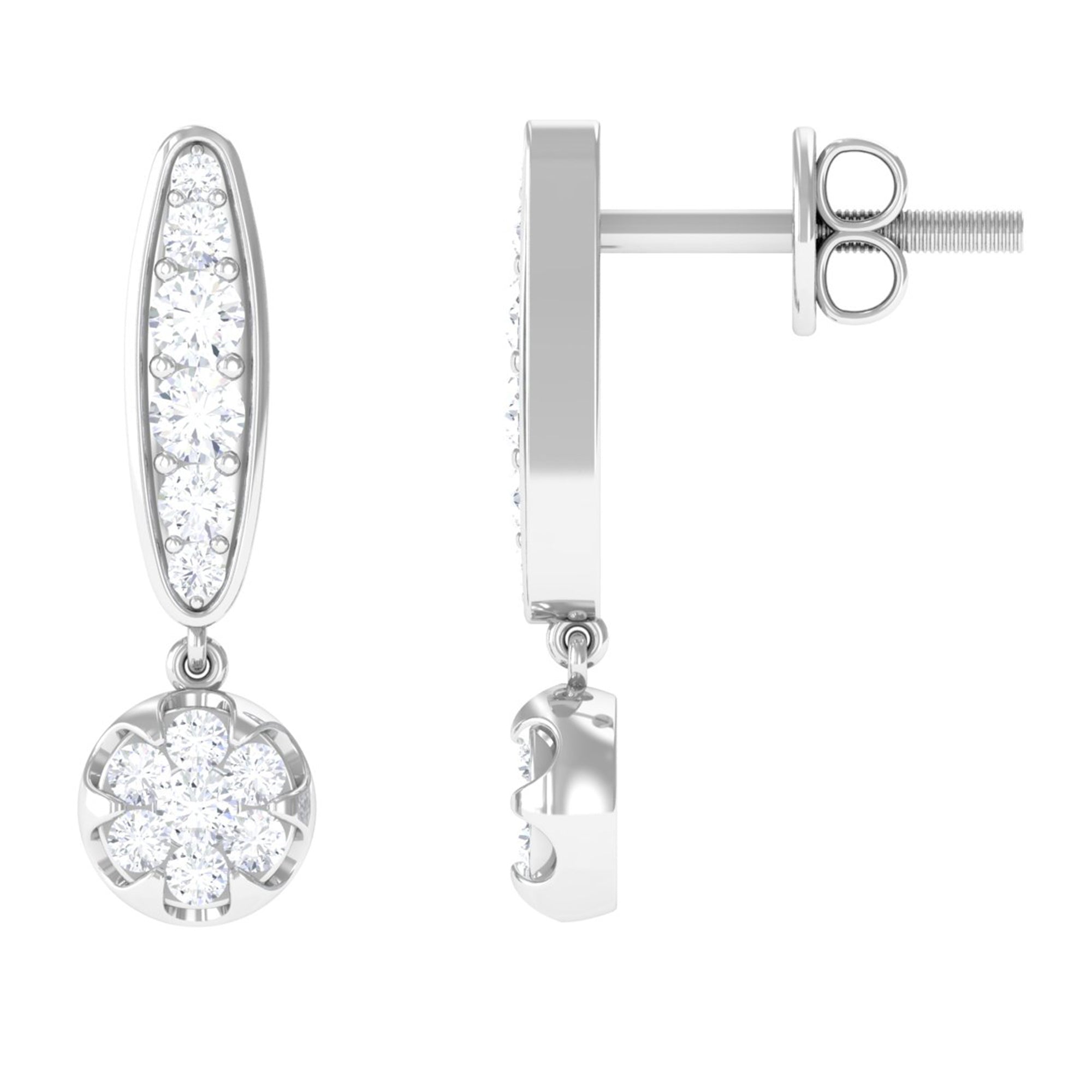 1/2 CT Diamond and Minimal Bar Drop Earrings
