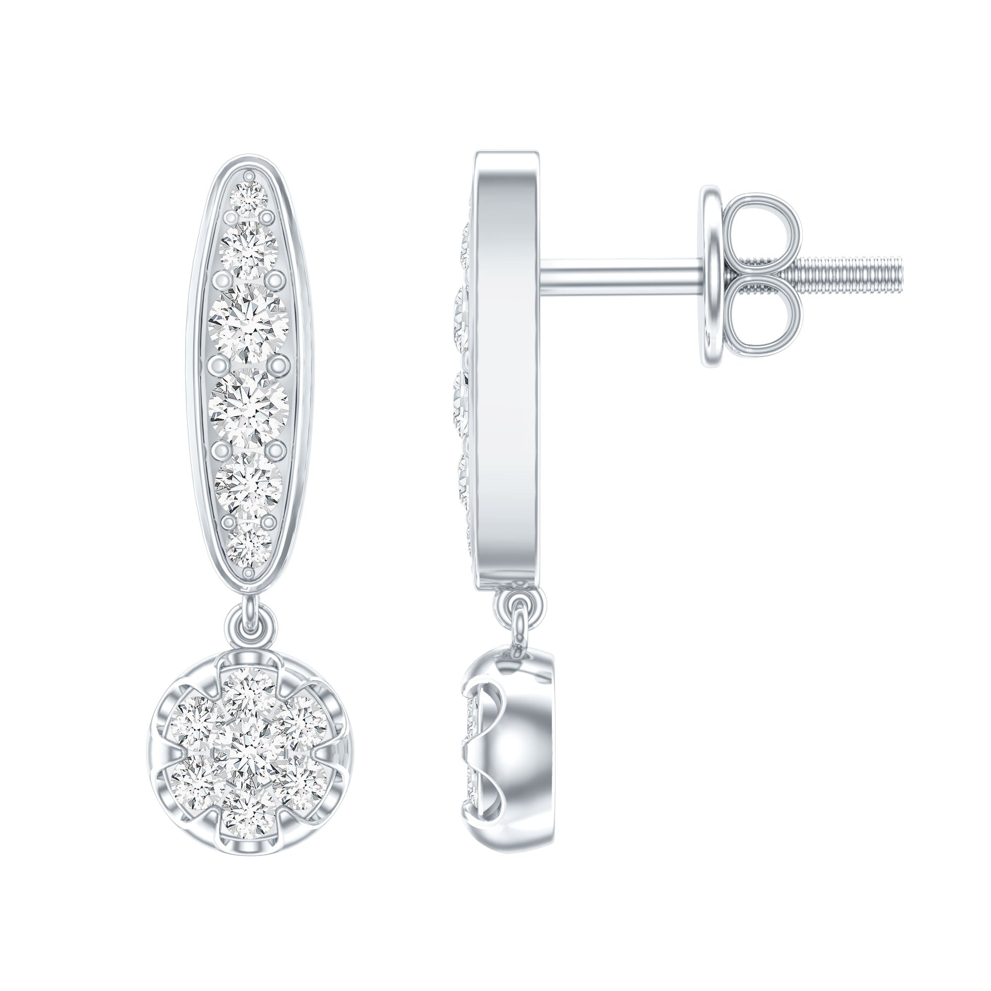 1/2 CT Diamond and Minimal Bar Drop Earrings