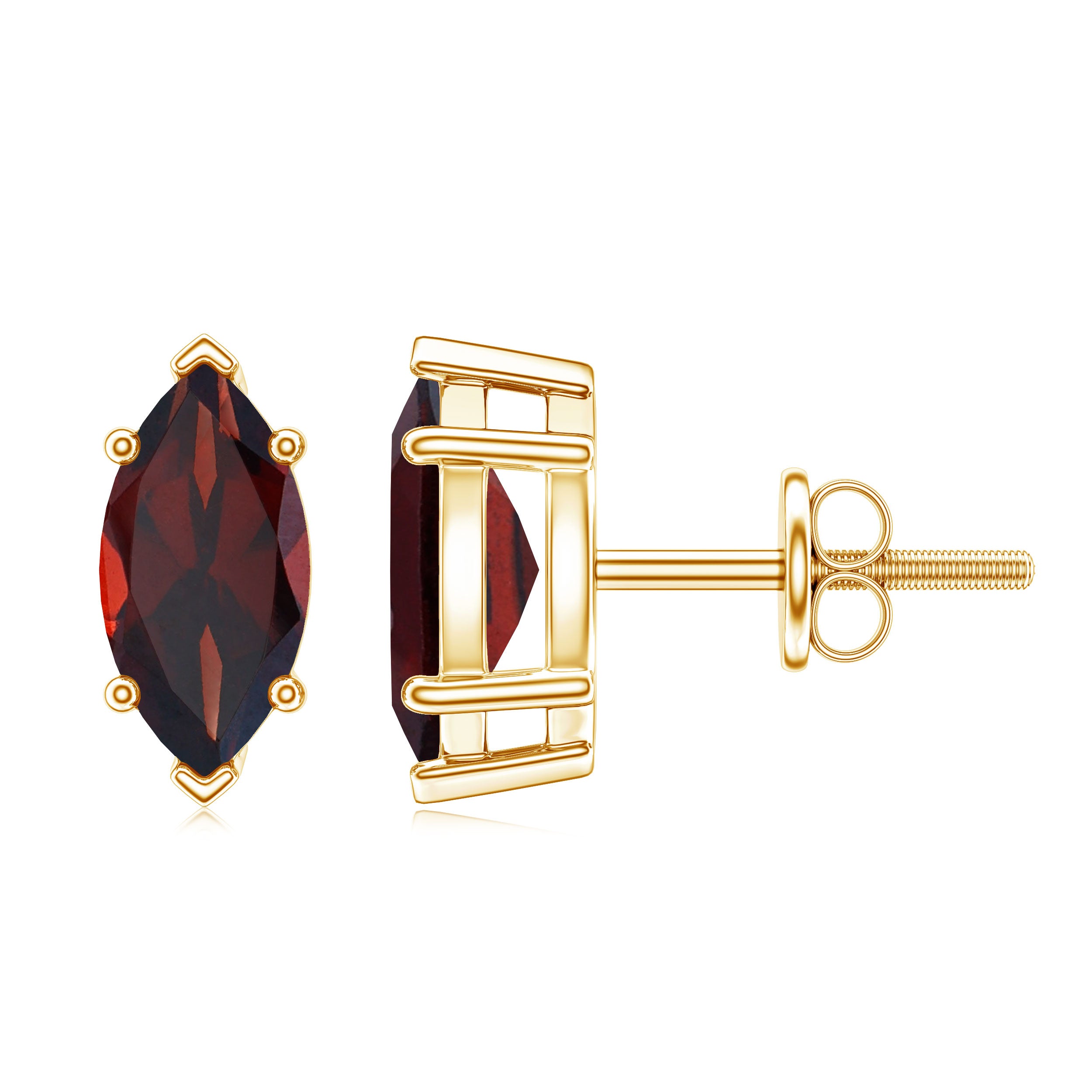 1.5 Carat Marquise Shape Garnet Solitaire Stud Earrings AAA - Rosec Jewels