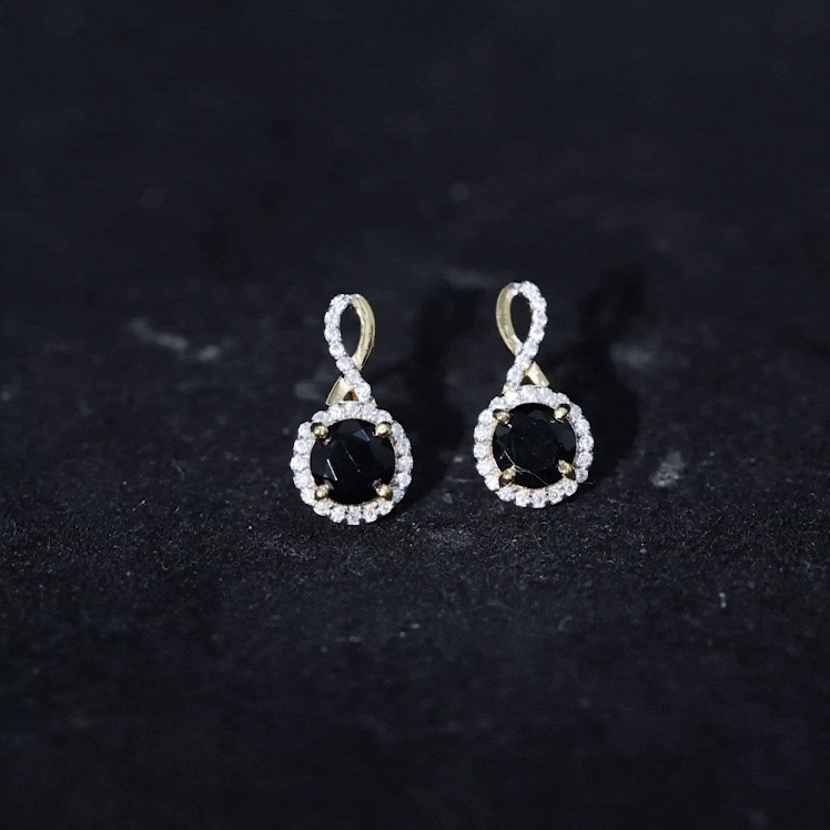 2 Carat Lab Grown Black and White Diamond Infinity Stud Earrings AAAA ( Synthetic ) - Rosec Jewels