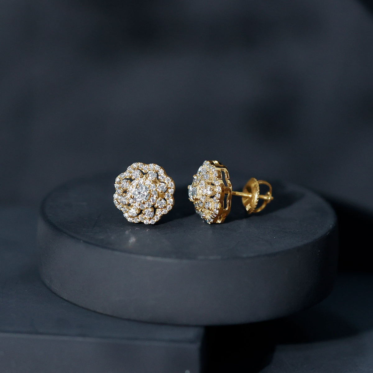 Certified Moissanite Big Flower Stud Earrings D-VS1 - Rosec Jewels