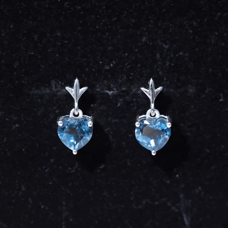 4 Carat London Blue Topaz Heart Drop Earrings for Women AAA - Rosec Jewels