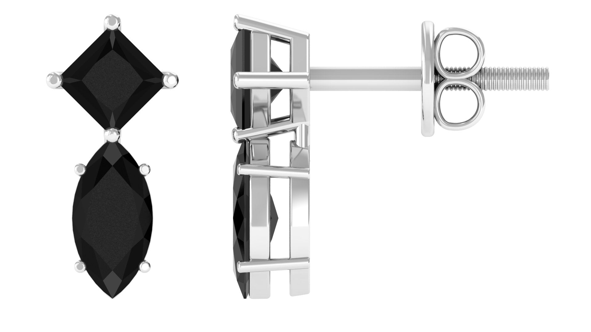 Natural Black Spinel Minimal Stud Earrings AAA - Rosec Jewels