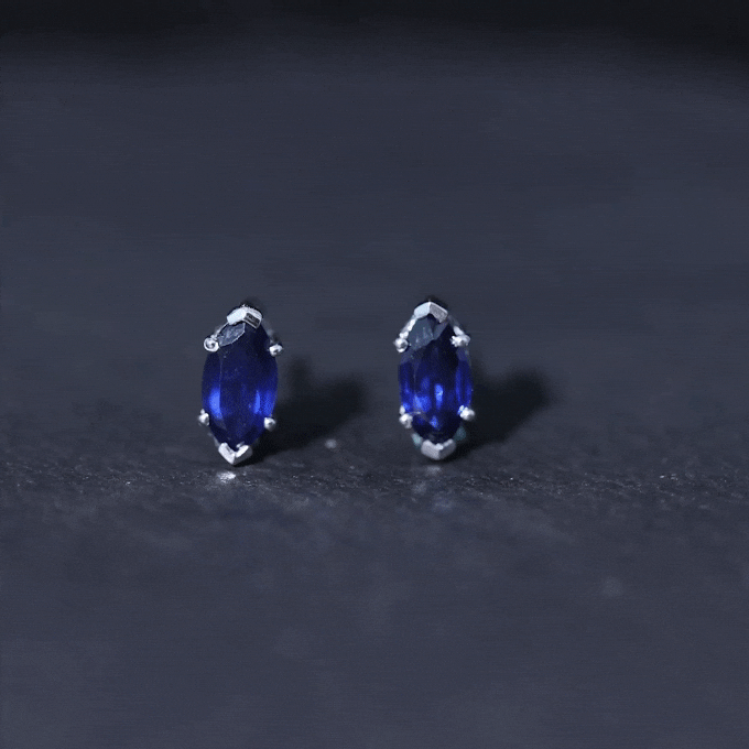 1.5 Carat Marquise Lab Created Blue Sapphire Stud Earrings AAAA - Rosec Jewels