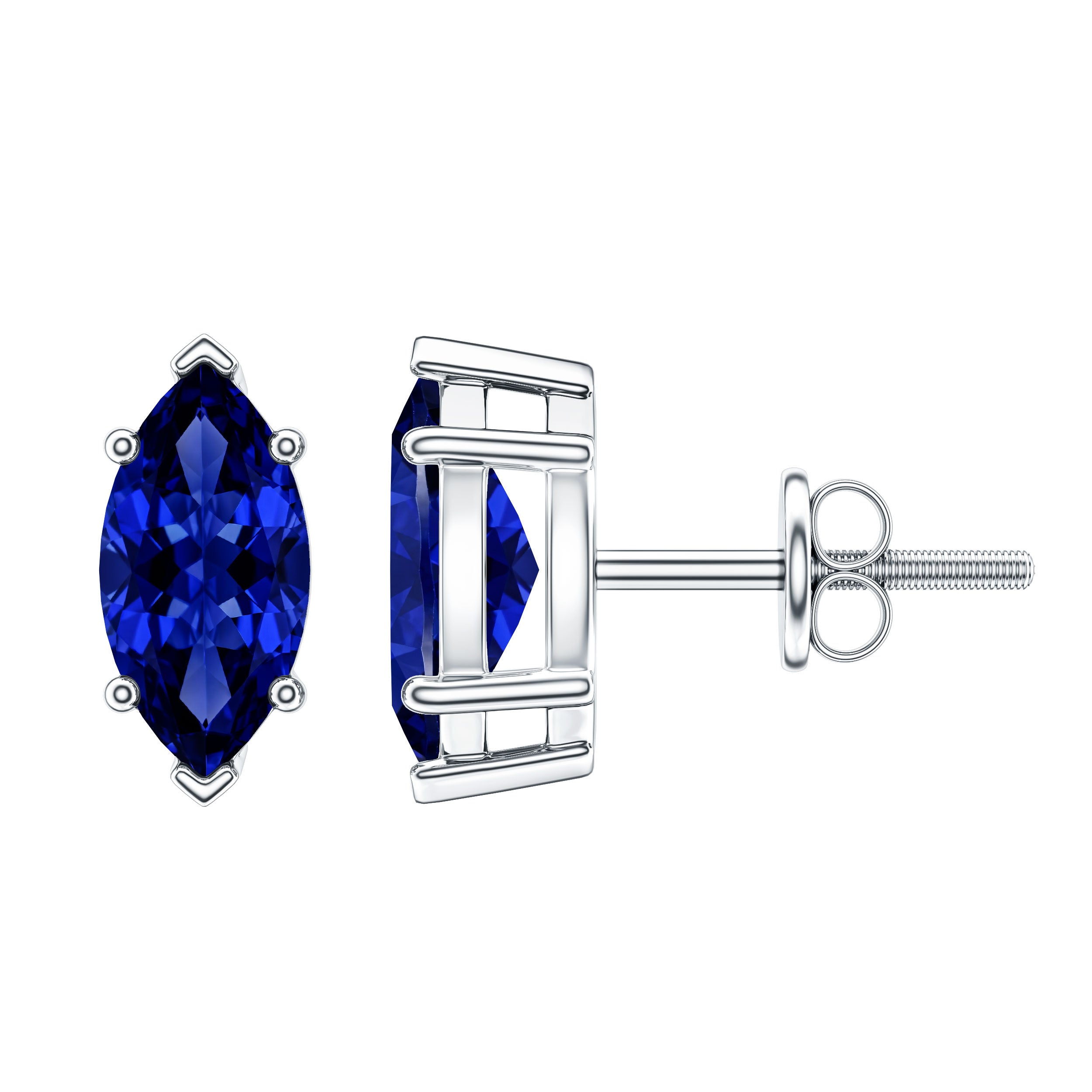 1.5 Carat Marquise Lab Created Blue Sapphire Stud Earrings AAAA - Rosec Jewels