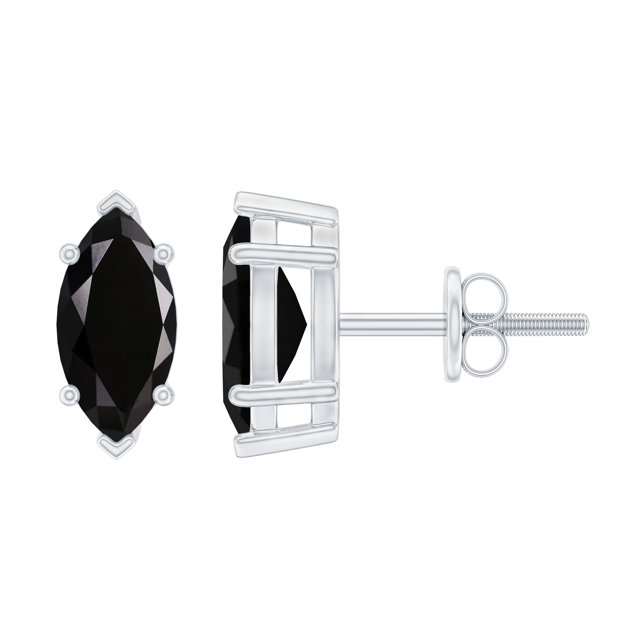 1.68 Carat Marquise Cut Lab Grown Black Diamond Stud Earrings