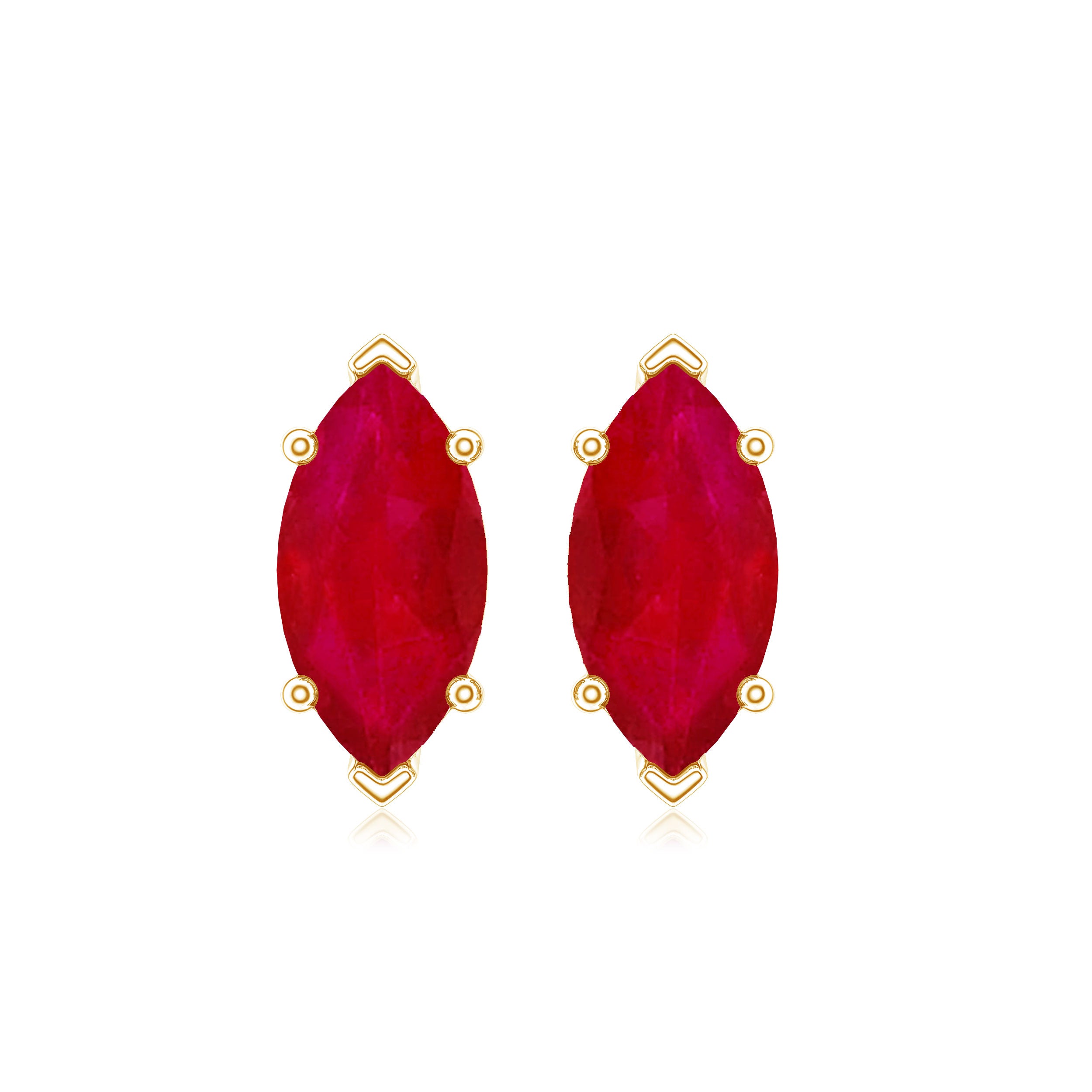 Natural 1.5 Carat Marquise Ruby Stud Earrings with Screw Back AAA - Rosec Jewels