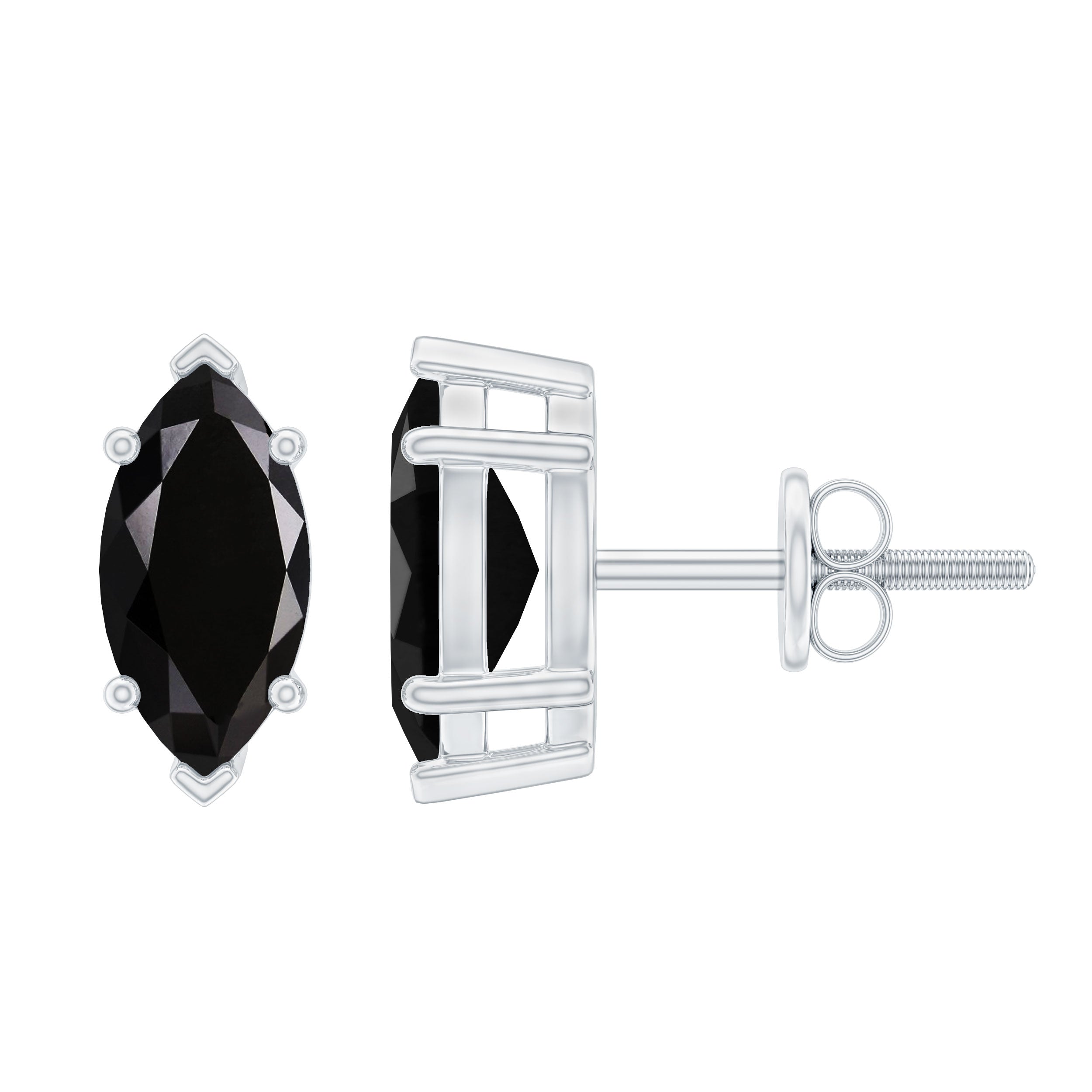 1.5 CT Marquise Black Spinel Solitaire Stud Earrings AAA - Rosec Jewels