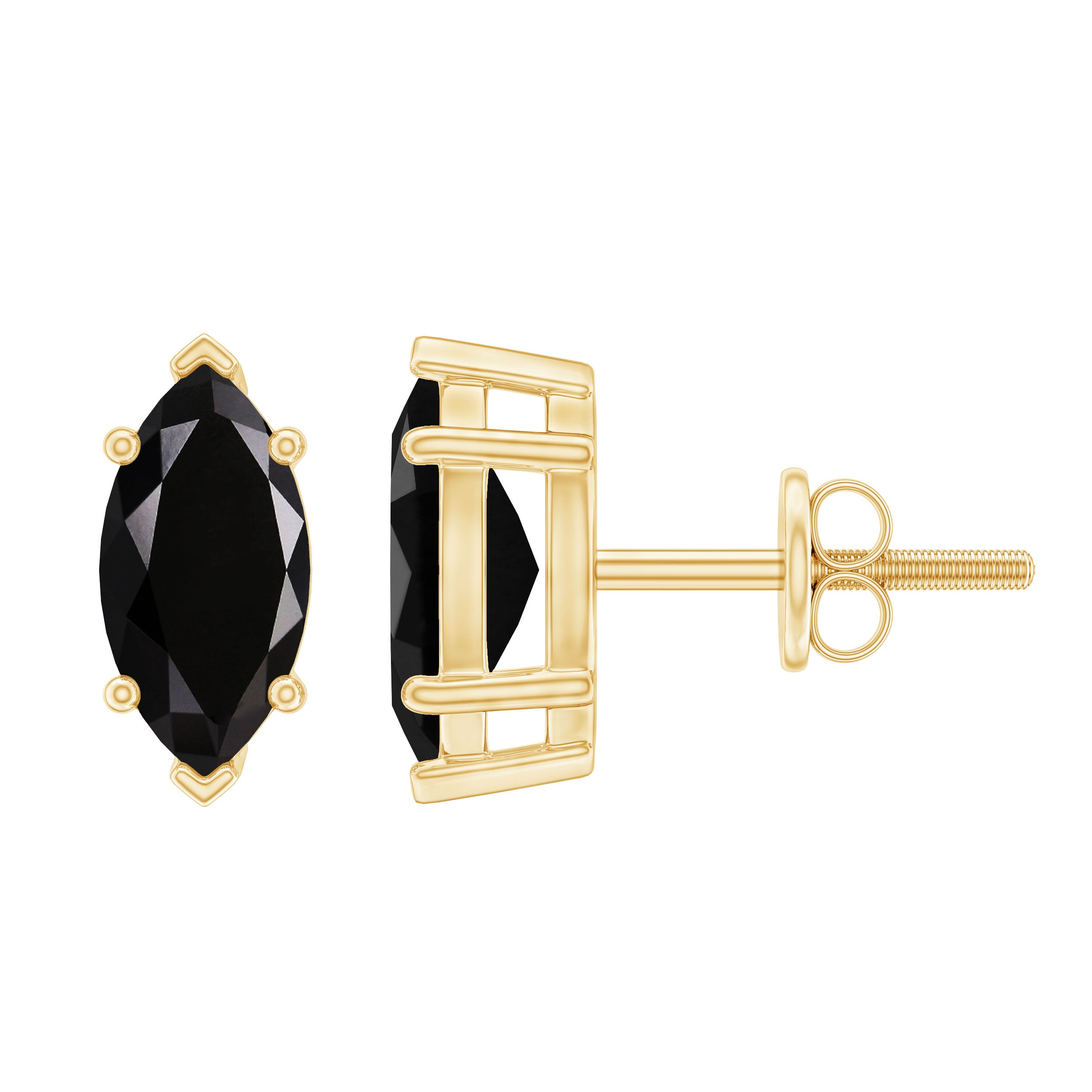 1.5 CT Marquise Black Spinel Solitaire Stud Earrings AAA - Rosec Jewels
