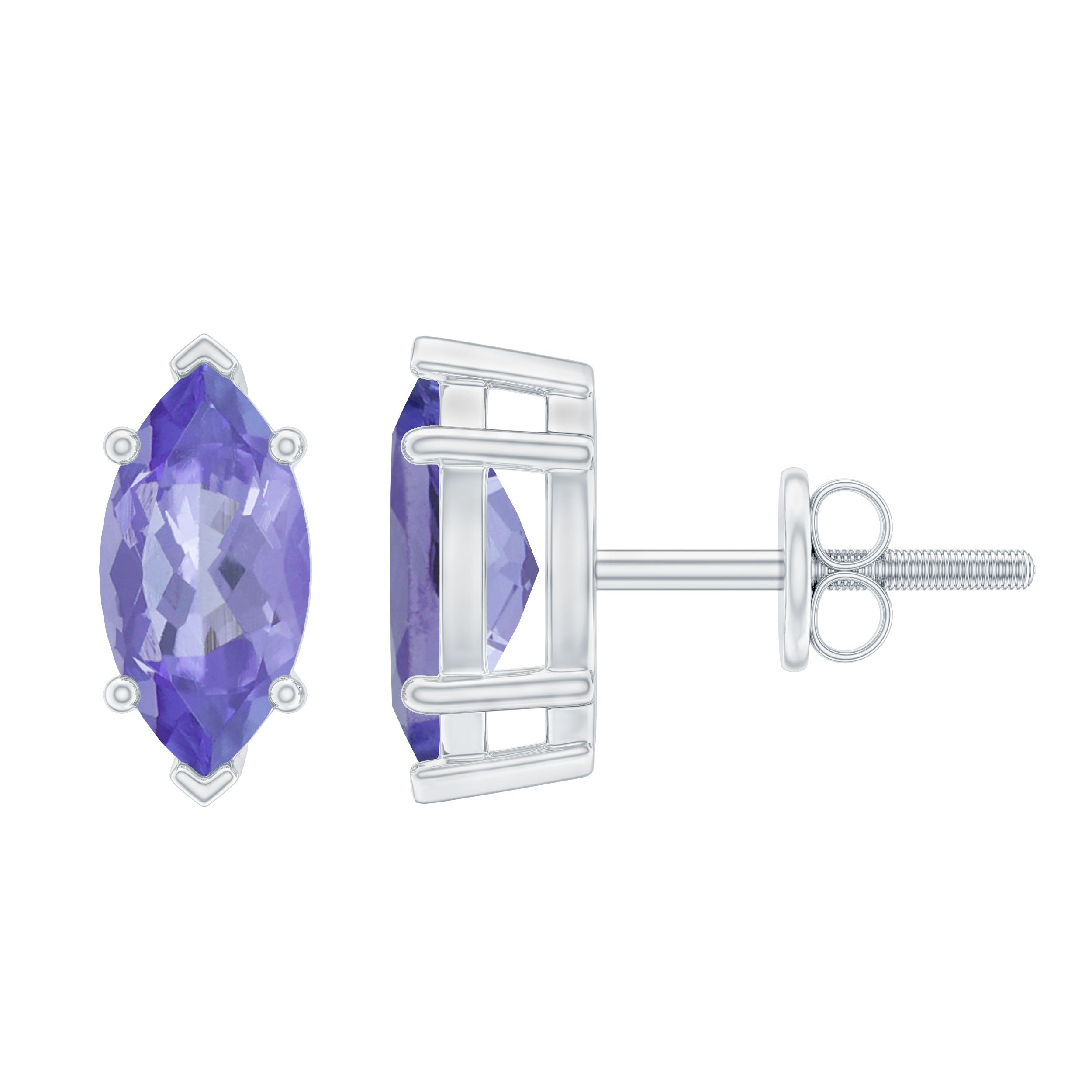 8X4 MM Marquise Cut Tanzanite Solitaire Stud Earring AAA - Rosec Jewels