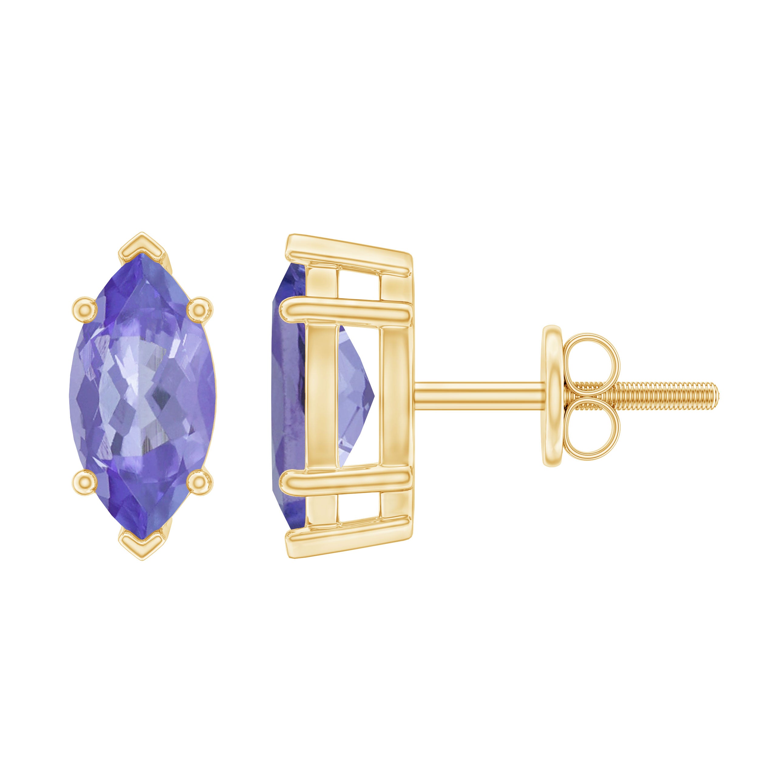 8X4 MM Marquise Cut Tanzanite Solitaire Stud Earring AAA - Rosec Jewels