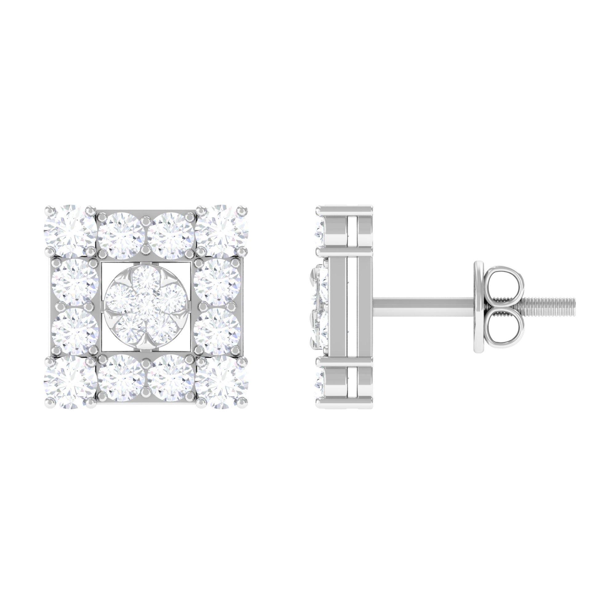 Certified Moissanite Square Stud Earrings