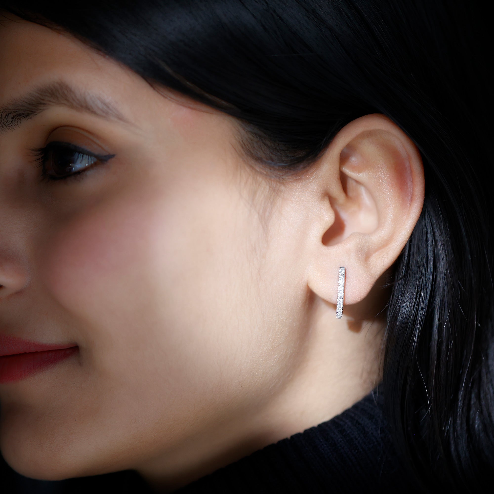 Certified Moissanite Hoop Earrings For Women D-VS1 - Rosec Jewels