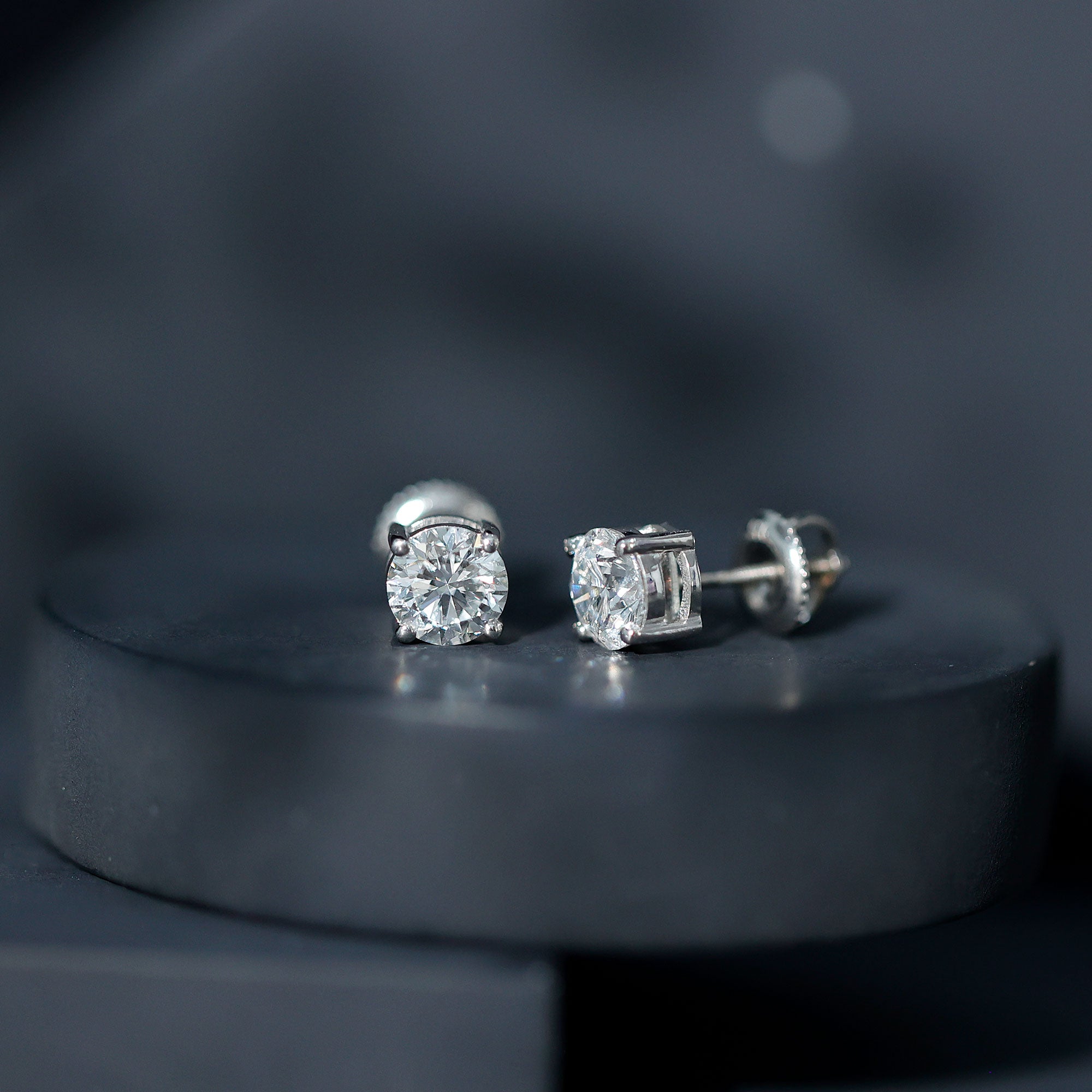 Solitaire 2 CT Lab Grown Diamond Stud Earrings with Screw Back Lab - ( EF-VS ) - Rosec Jewels