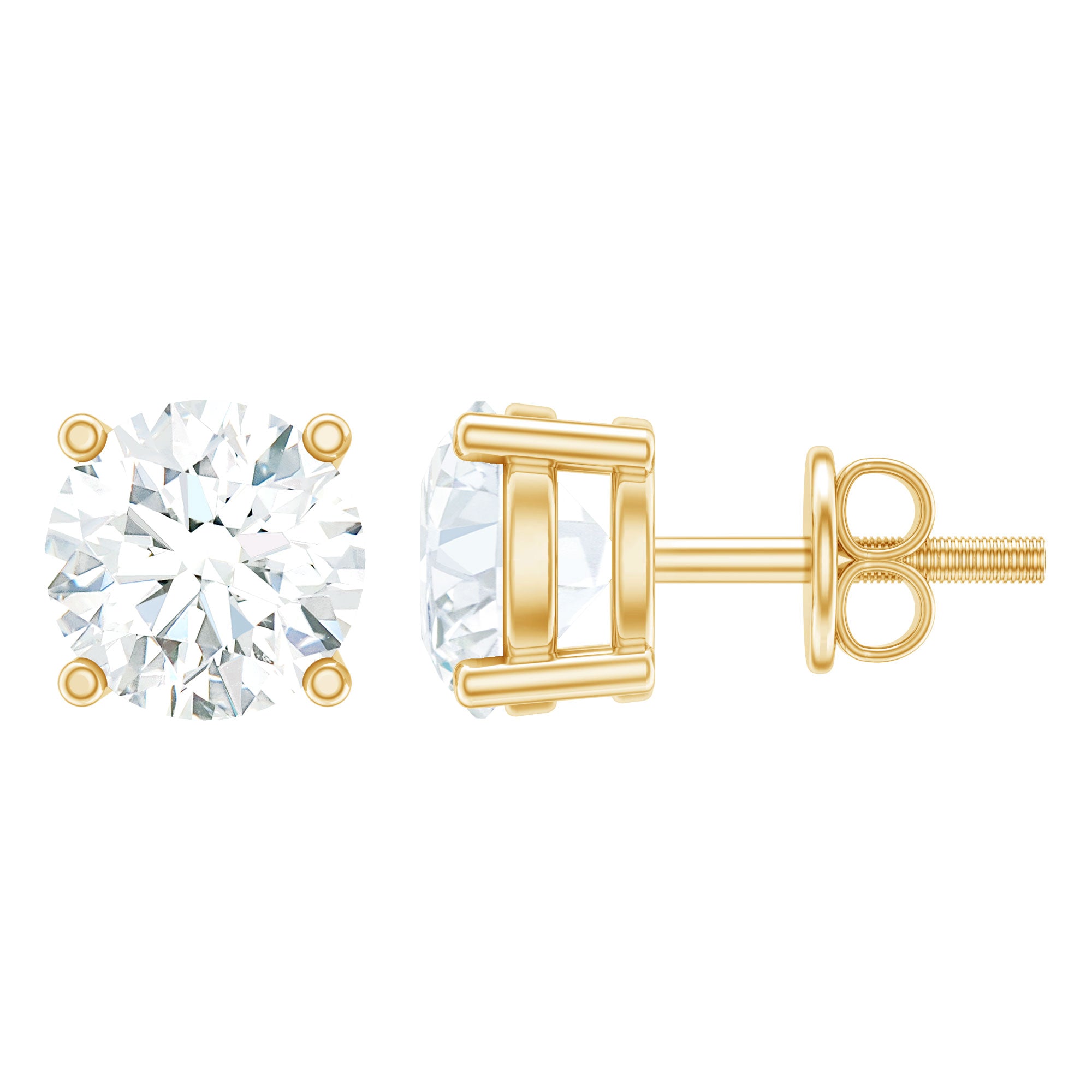 Rosec Jewels-Certified 2 Carat Lab Grow Diamond Earrings with Screw Back