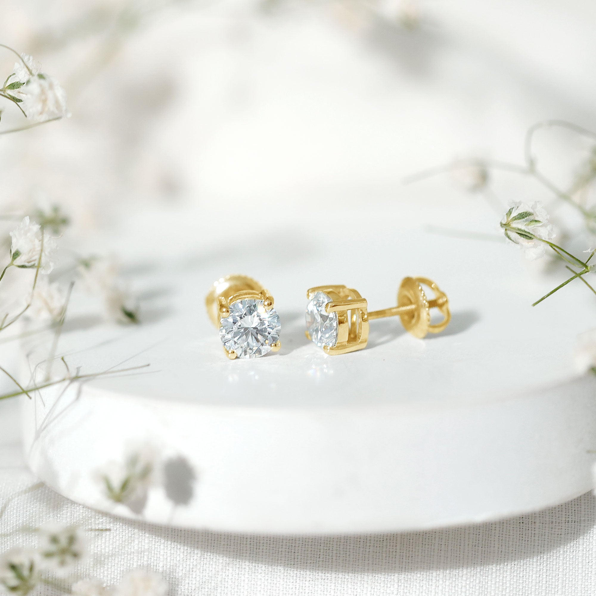 Solitaire 2 CT Lab Grown Diamond Stud Earrings with Screw Back Lab - ( EF-VS ) - Rosec Jewels