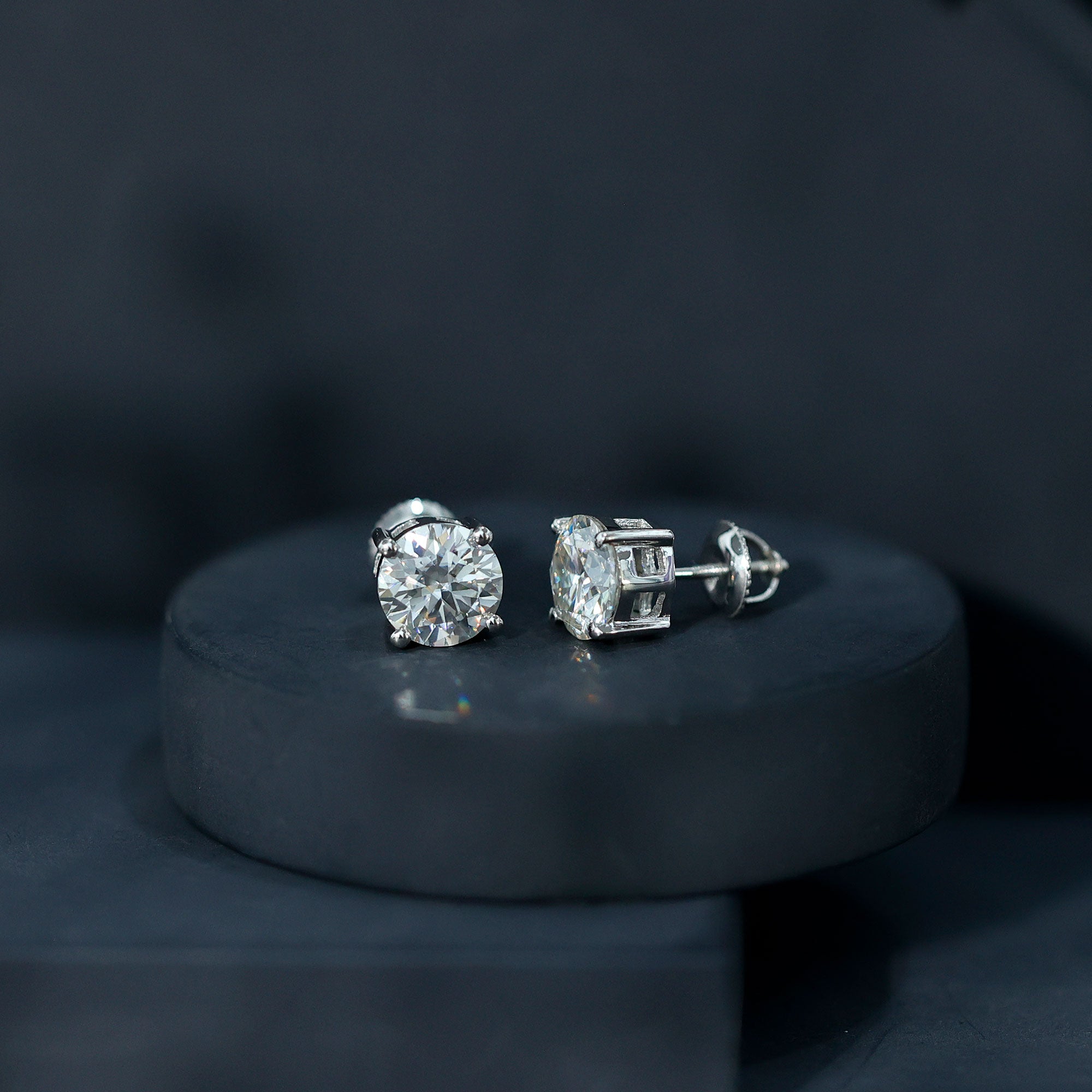 Round Cut 2.5 CT Lab Grown Diamond Solitaire Stud Earrings Lab - ( EF-VS ) - Rosec Jewels