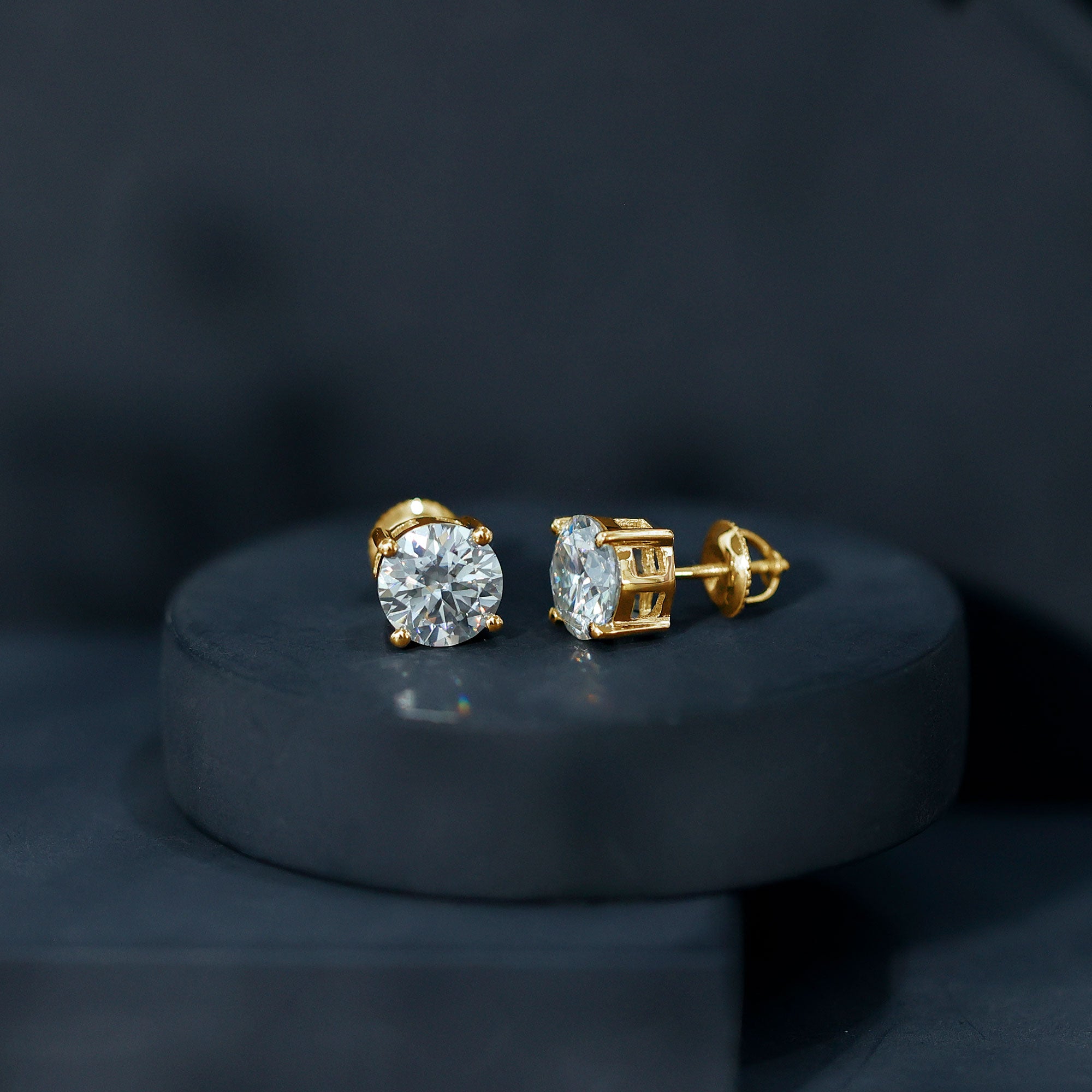 Round Cut 2.5 CT Lab Grown Diamond Solitaire Stud Earrings Lab - ( EF-VS ) - Rosec Jewels