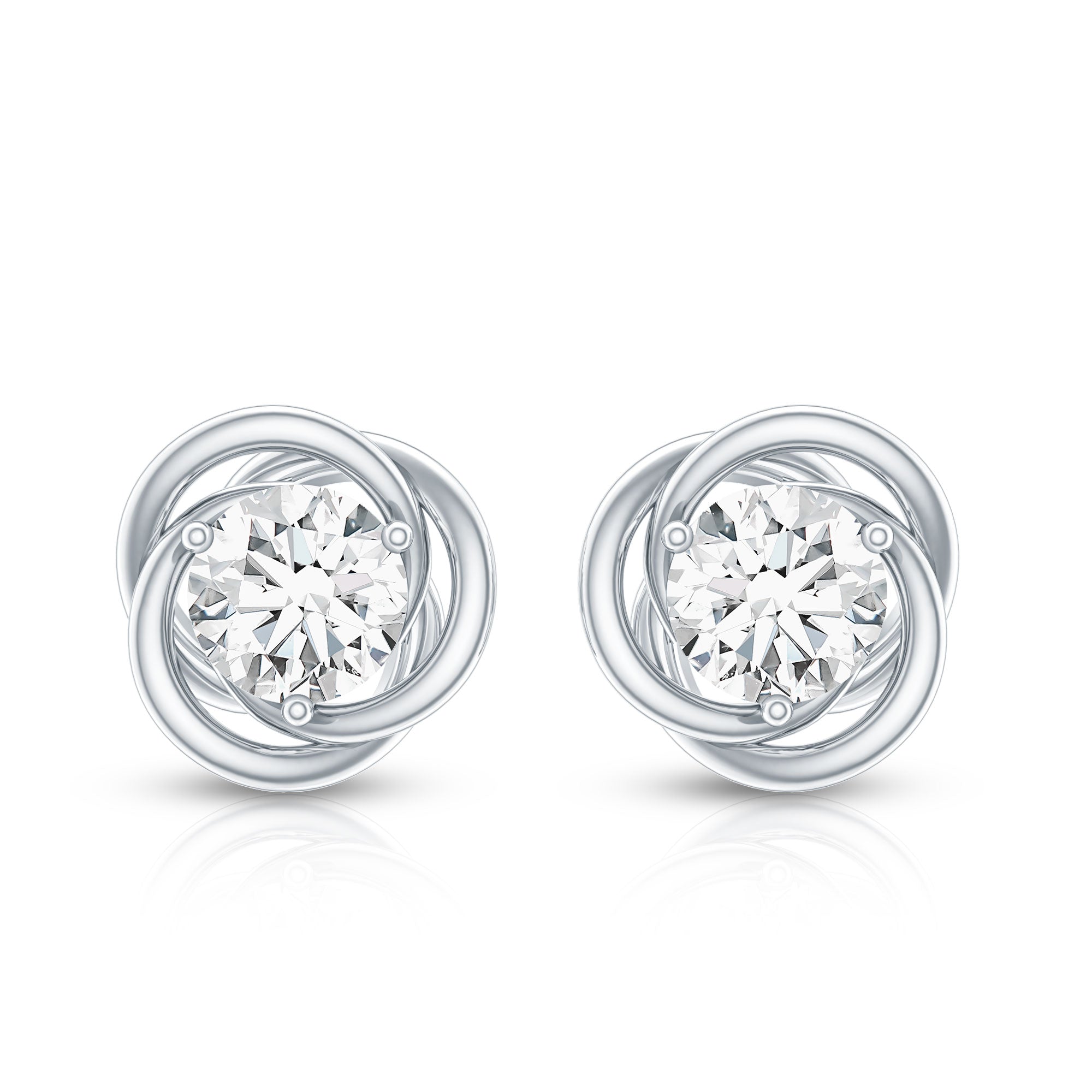 Certified Moissanite Swirl Stud Earrings D-VS1 - Rosec Jewels