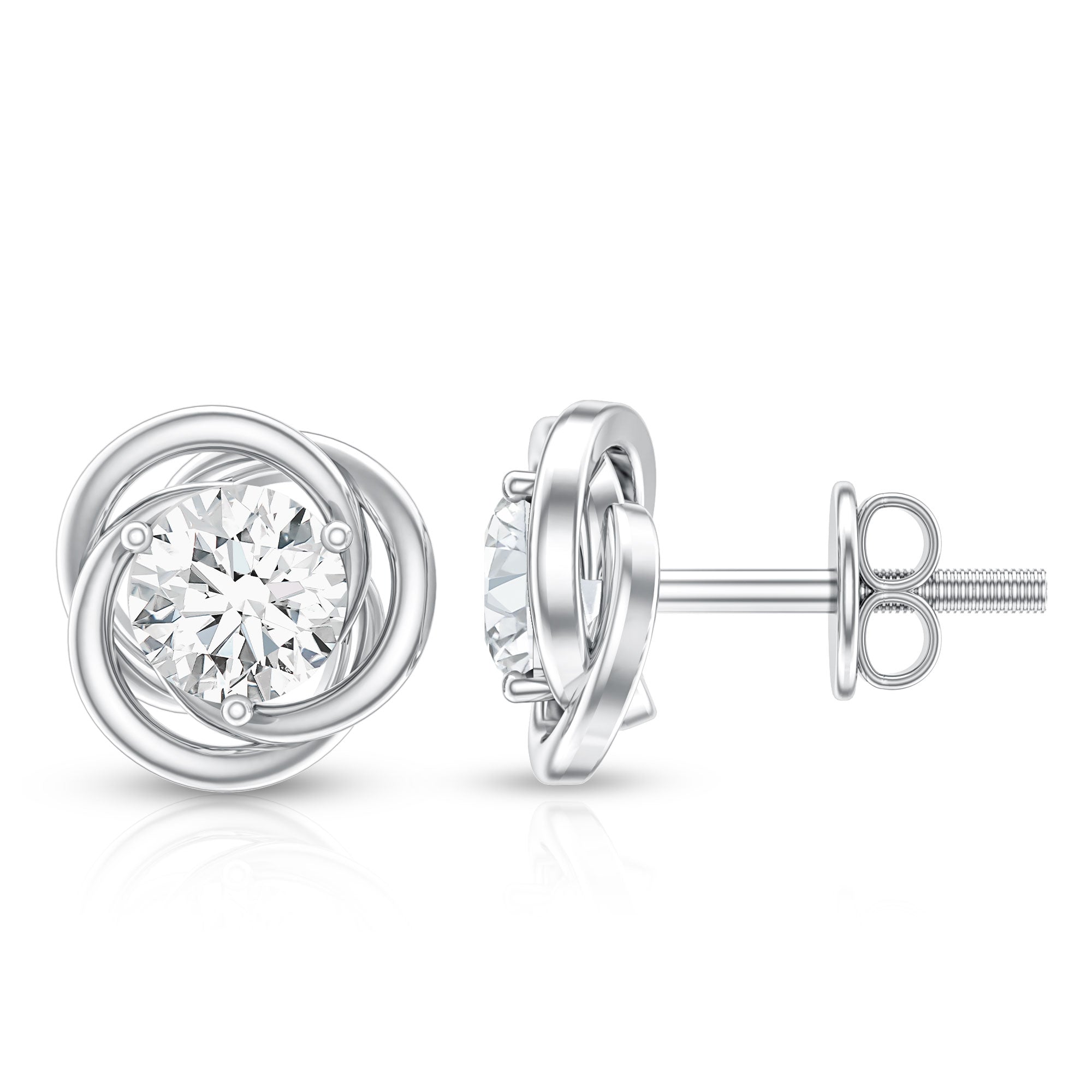 Certified Moissanite Swirl Stud Earrings D-VS1 - Rosec Jewels