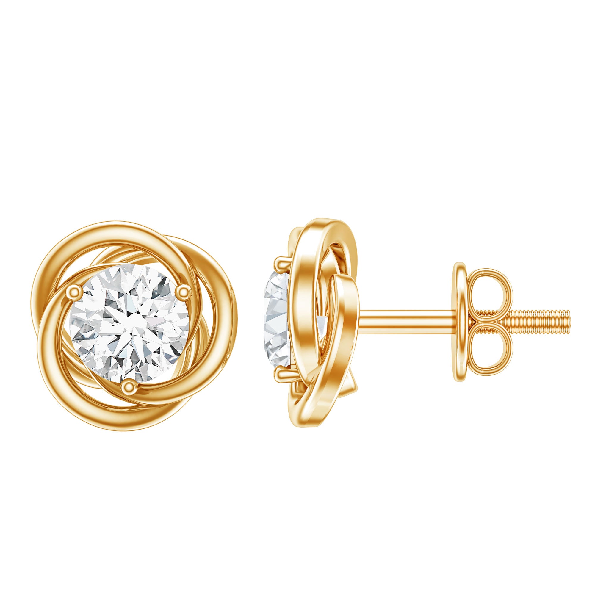 Certified Moissanite Swirl Stud Earrings D-VS1 - Rosec Jewels