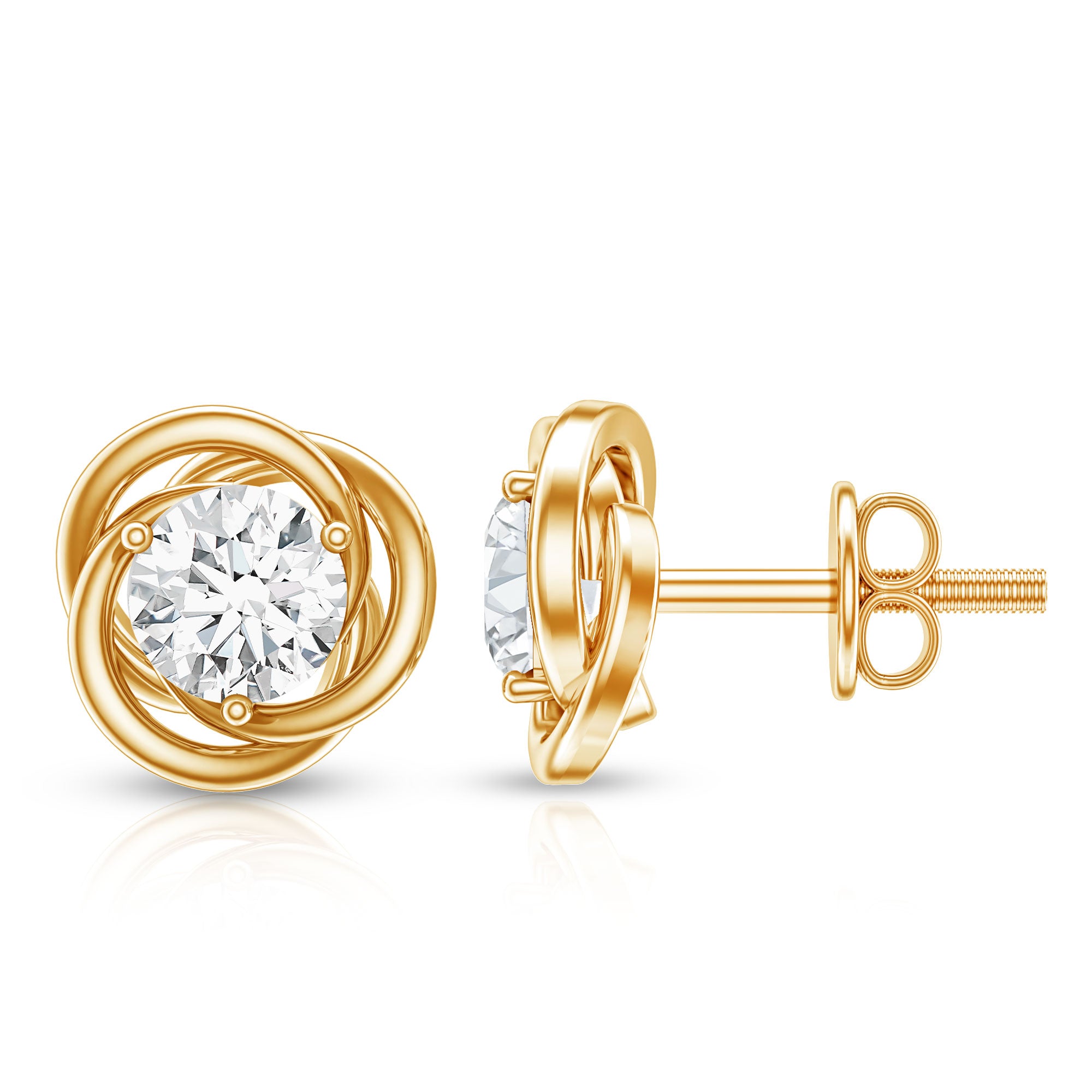 Certified Moissanite Swirl Stud Earrings D-VS1 - Rosec Jewels