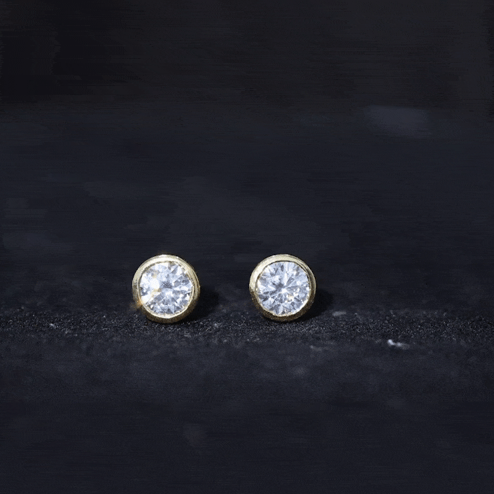 Bezel Set Round Cut Moissanite Stud Earrings D-VS1 - Rosec Jewels